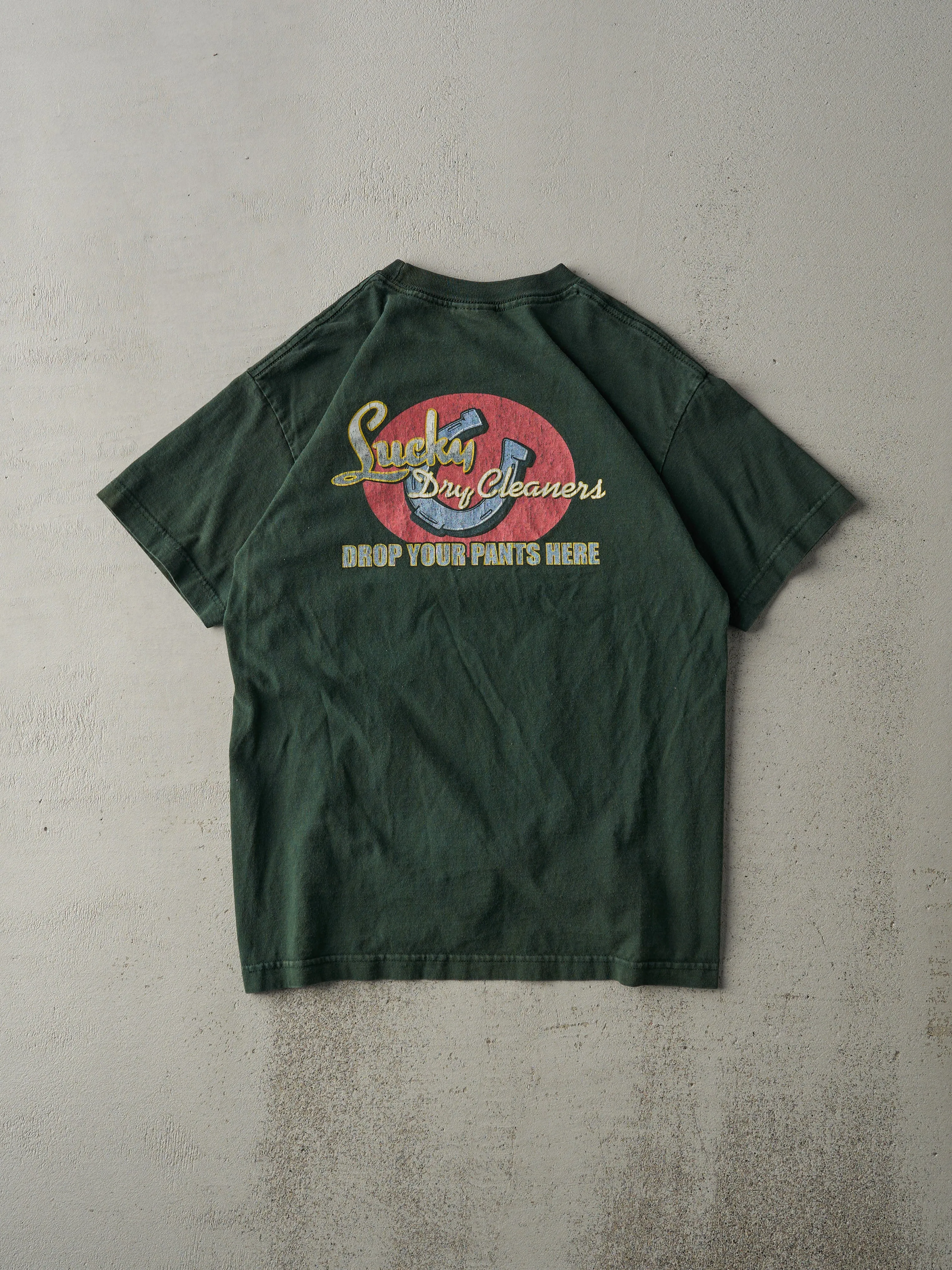 Vintage Y2K Forest Green "Lucky Dry Cleaners" Tee (S) sold by Rebalance Vintage