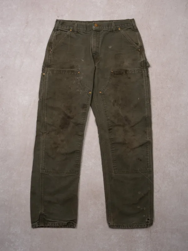 Vintage 90s Green Carhartt Rugged Double Knee Cargo Pants (34 x 31) sold by Rebalance Vintage