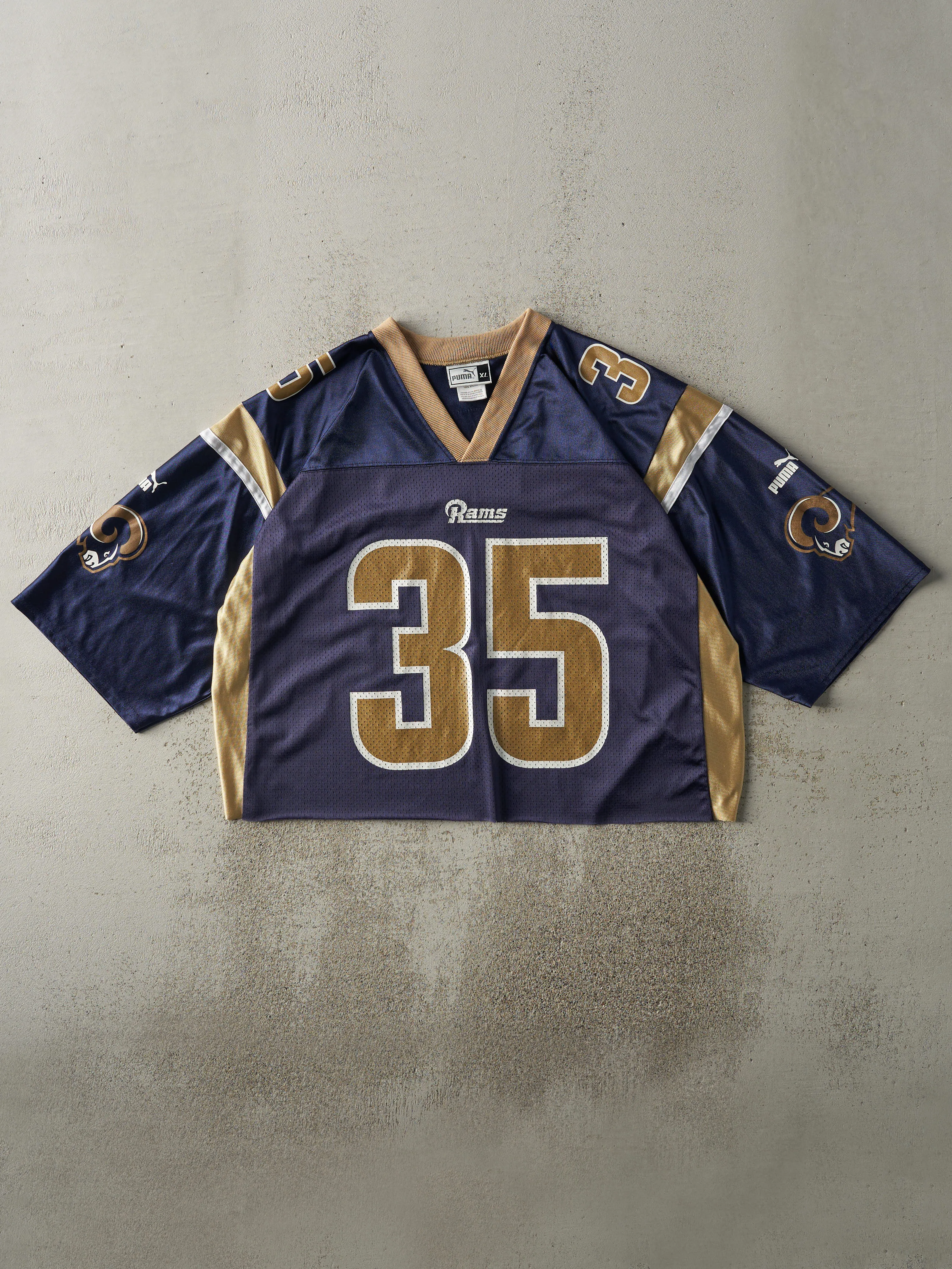 Vintage Y2K Navy Blue St. Louis Rams #35 Aeneas Williams Cropped Jersey (M/L) sold by Rebalance Vintage