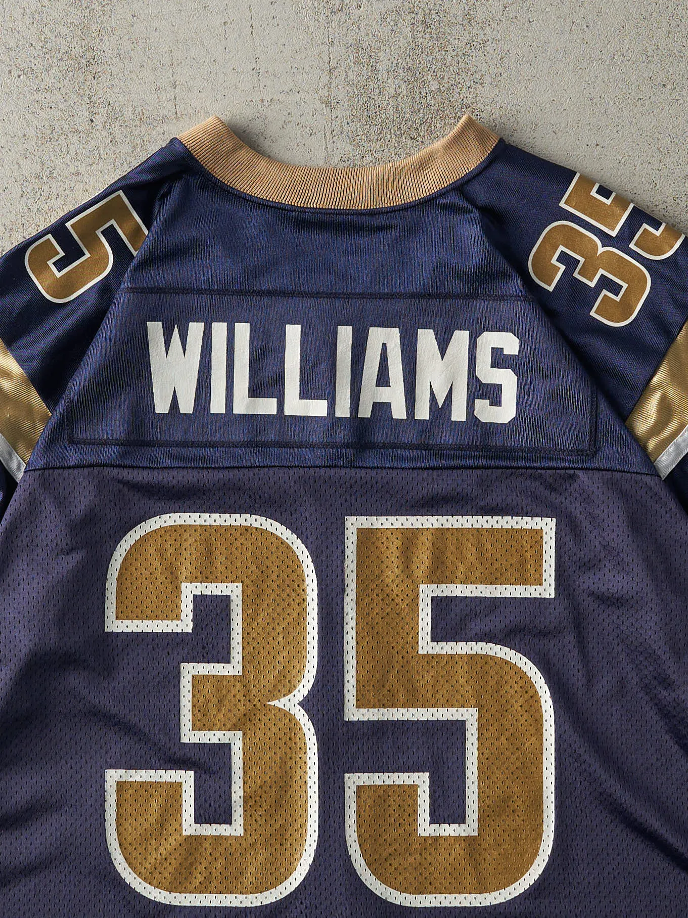 Vintage Y2K Navy Blue St. Louis Rams #35 Aeneas Williams Cropped Jersey (M/L) sold by Rebalance Vintage product image thumbnail 4