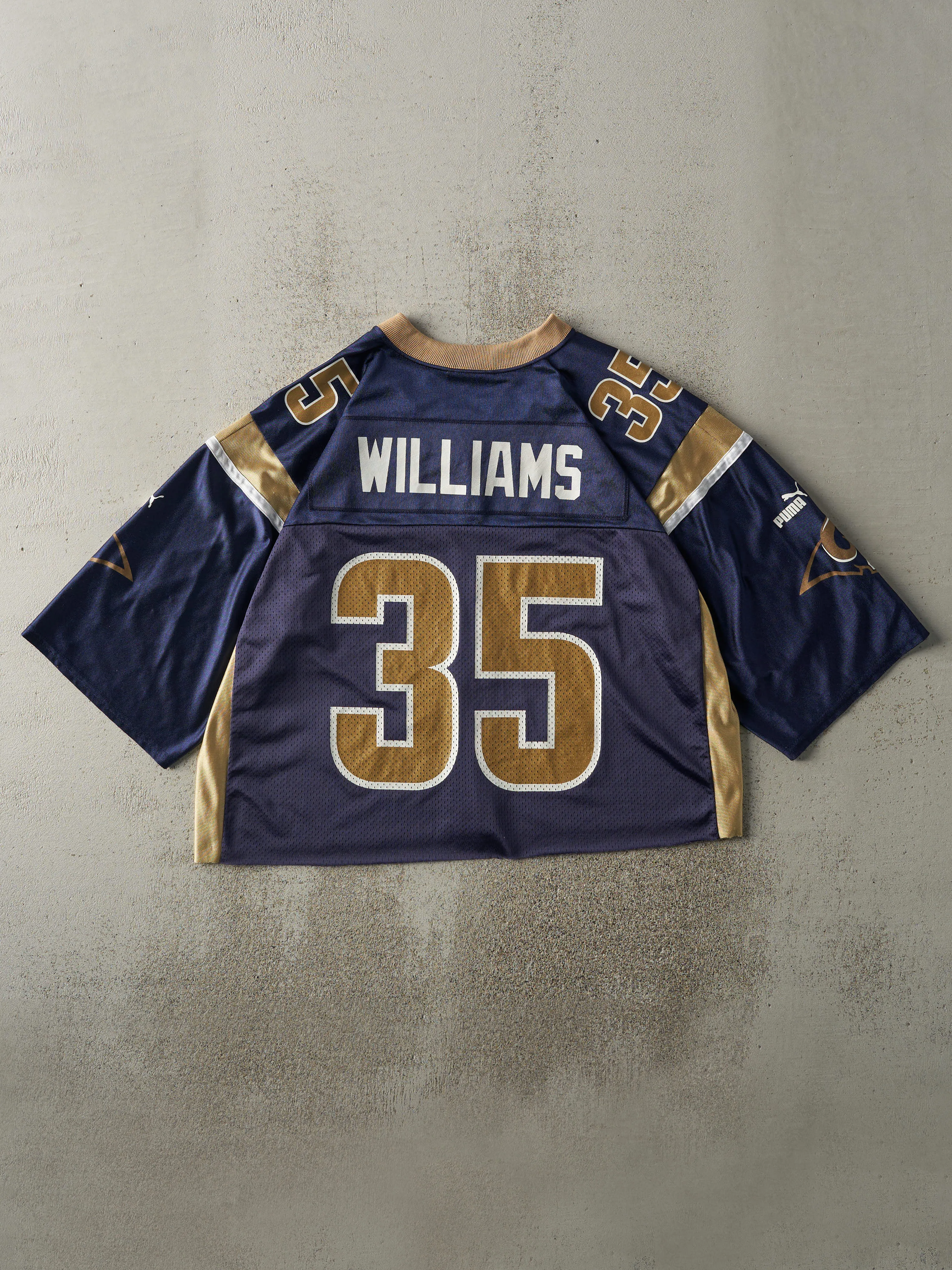Vintage Y2K Navy Blue St. Louis Rams #35 Aeneas Williams Cropped Jersey (M/L) sold by Rebalance Vintage product image thumbnail 3