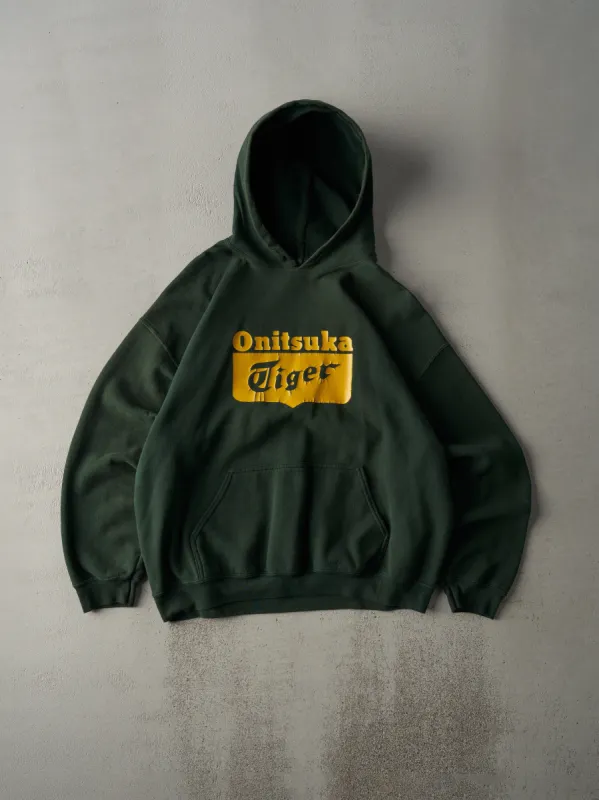 Vintage 90s RARE Forest Green Onitsuka Tiger Hoodie (L) sold by Rebalance Vintage