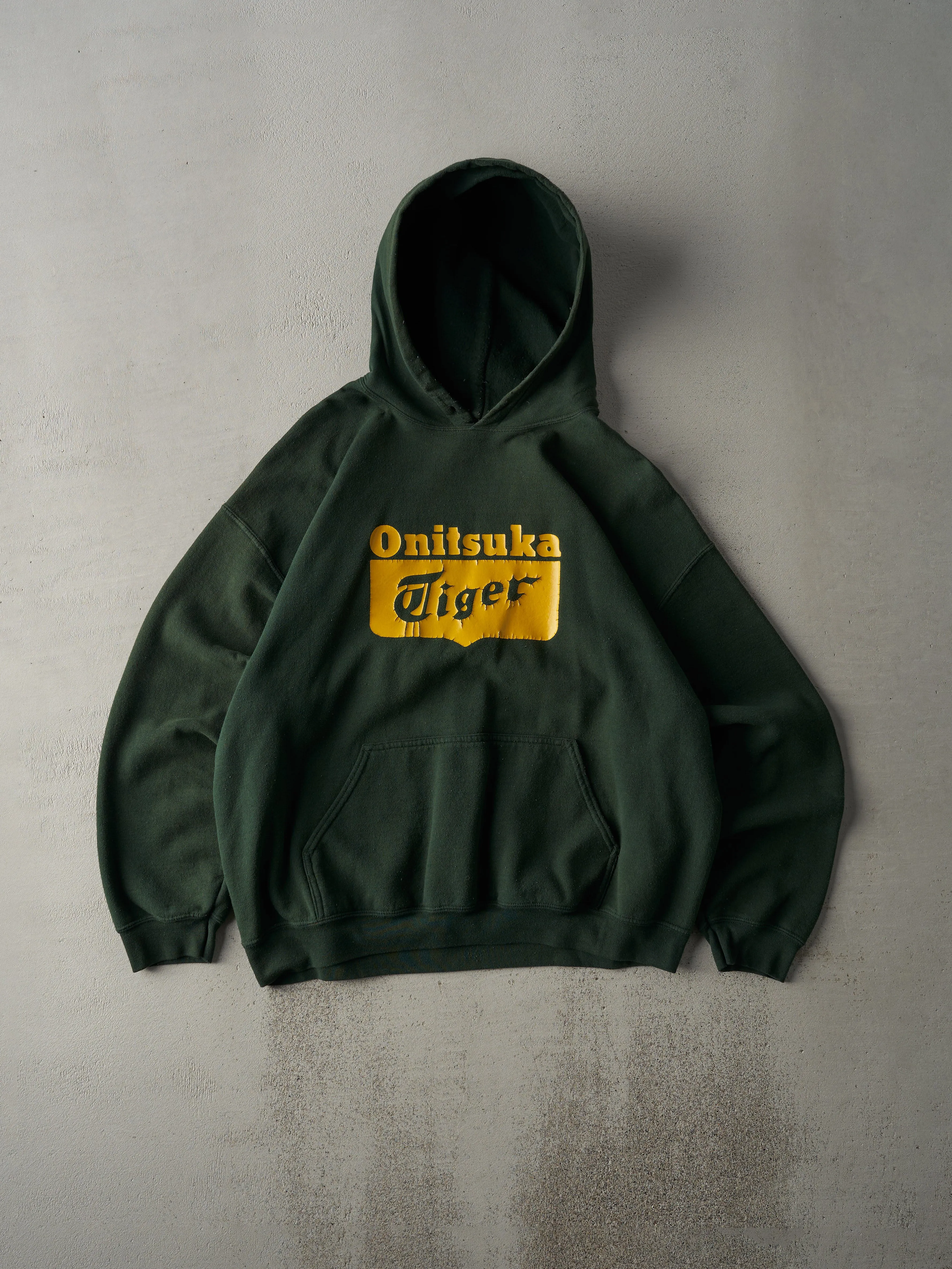 Vintage 90s RARE Forest Green Onitsuka Tiger Hoodie (L) sold by Rebalance Vintage