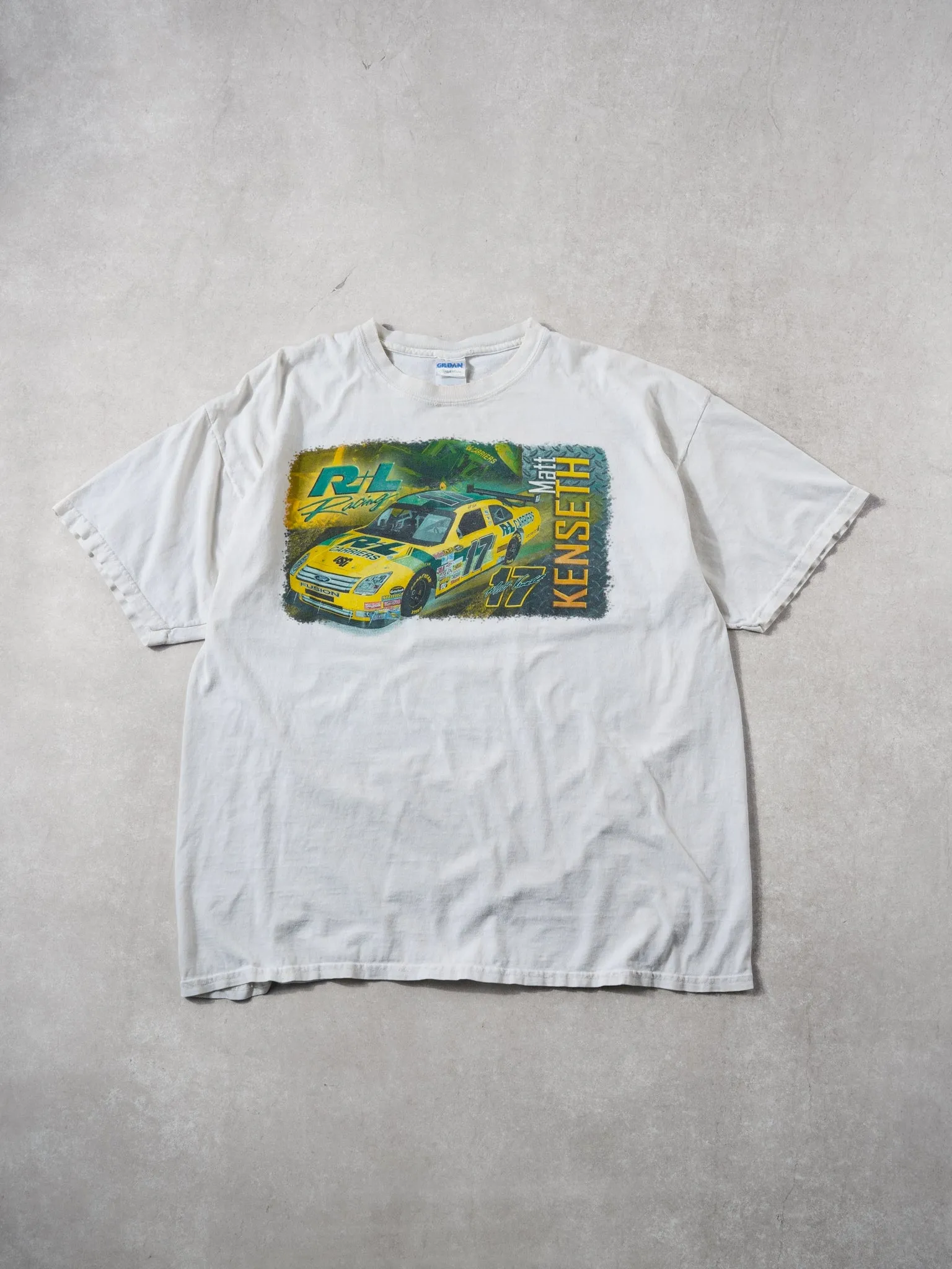 Vintage Y2k White Matt Kenseth #17 R+L Racing Graphic Tee (M/L) sold by Rebalance Vintage