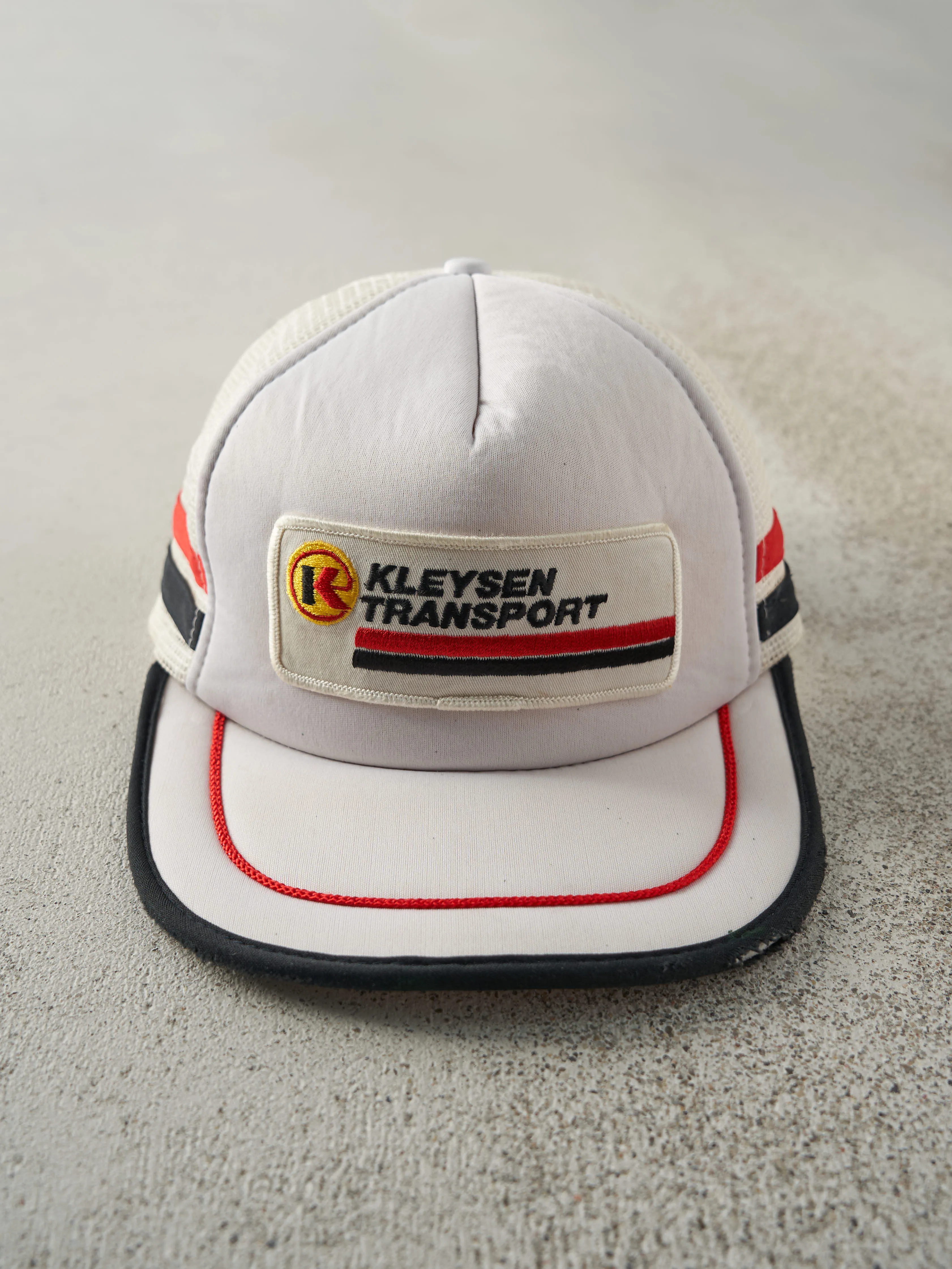 Vintage 80s White Kleysen Transport Foam Trucker Hat sold by Rebalance Vintage