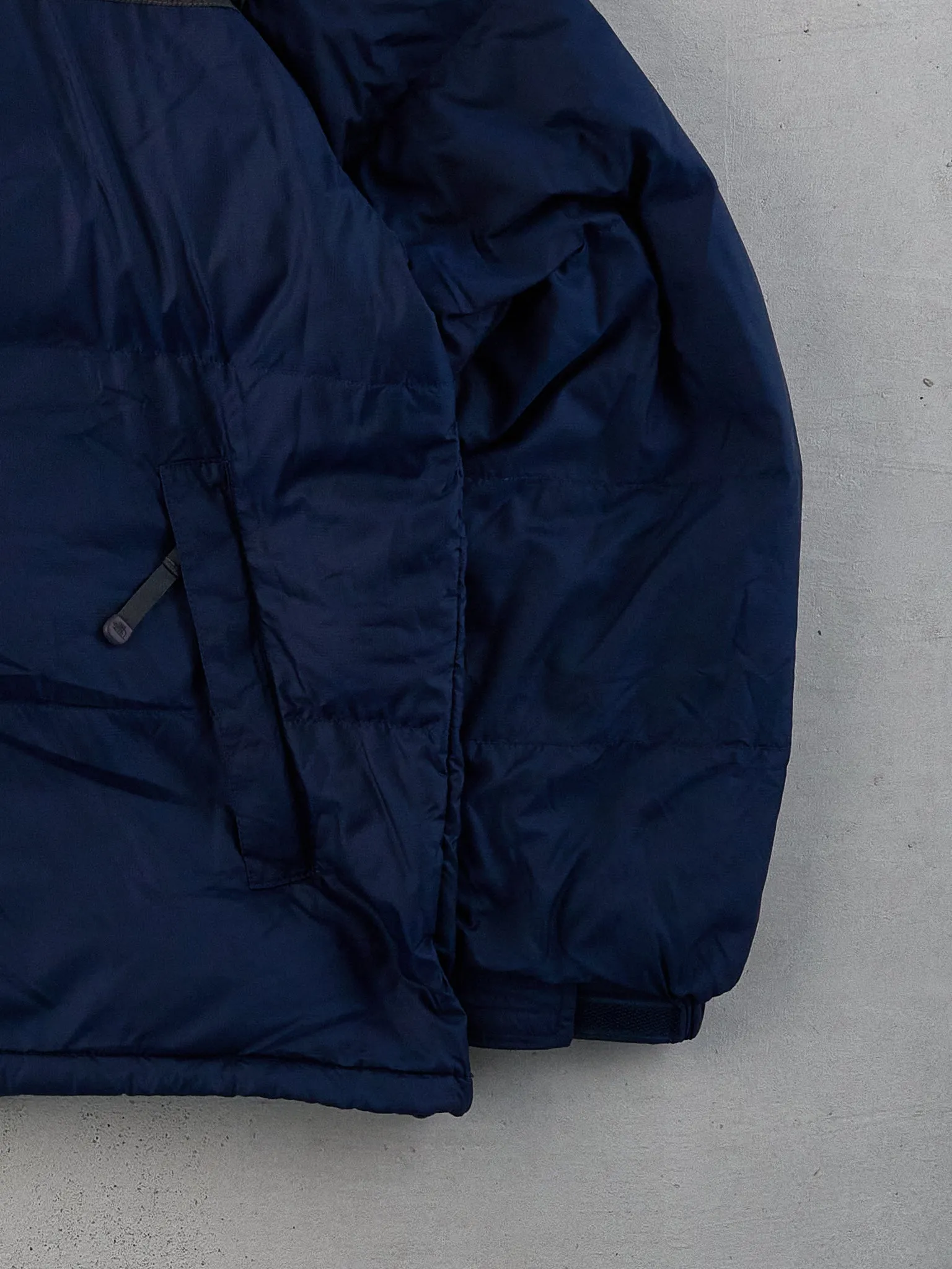 Vintage 90s Navy Blue and Black Northface Nuptse Winter Jacket (L) sold by Rebalance Vintage product image thumbnail 3