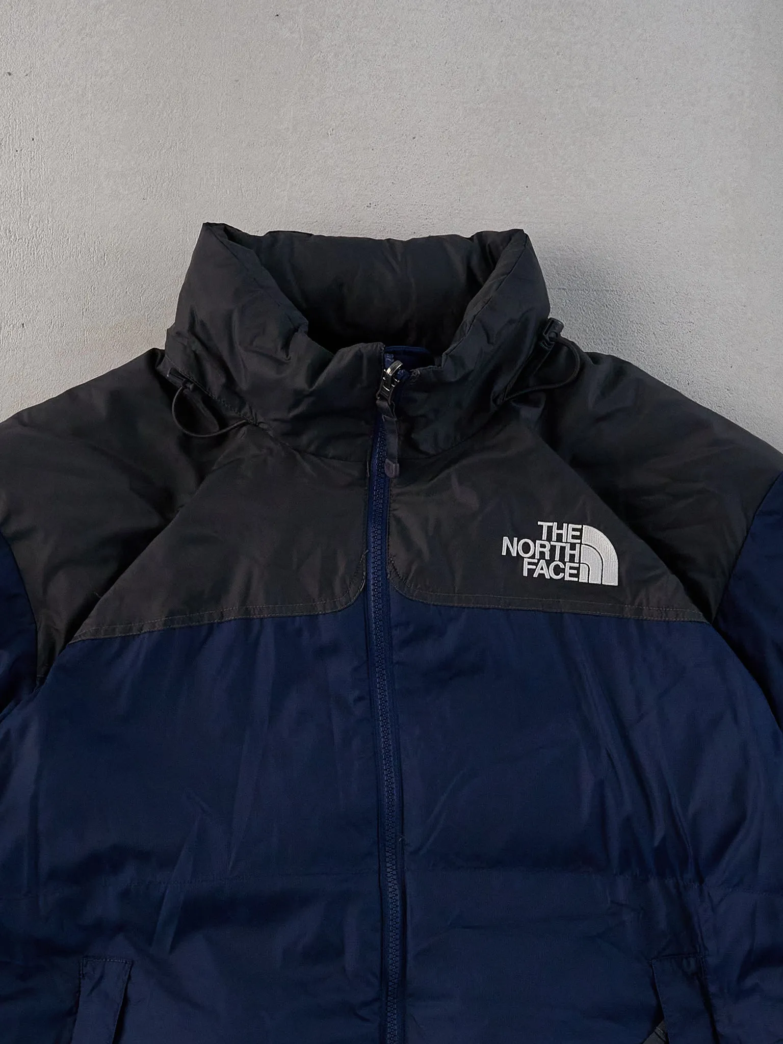 Vintage 90s Navy Blue and Black Northface Nuptse Winter Jacket (L) sold by Rebalance Vintage product image thumbnail 2