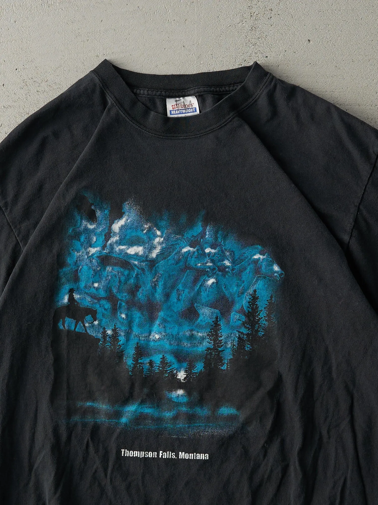 Vintage Y2K Black Thompson Falls, Montana Tee (M) sold by Rebalance Vintage product image thumbnail 2