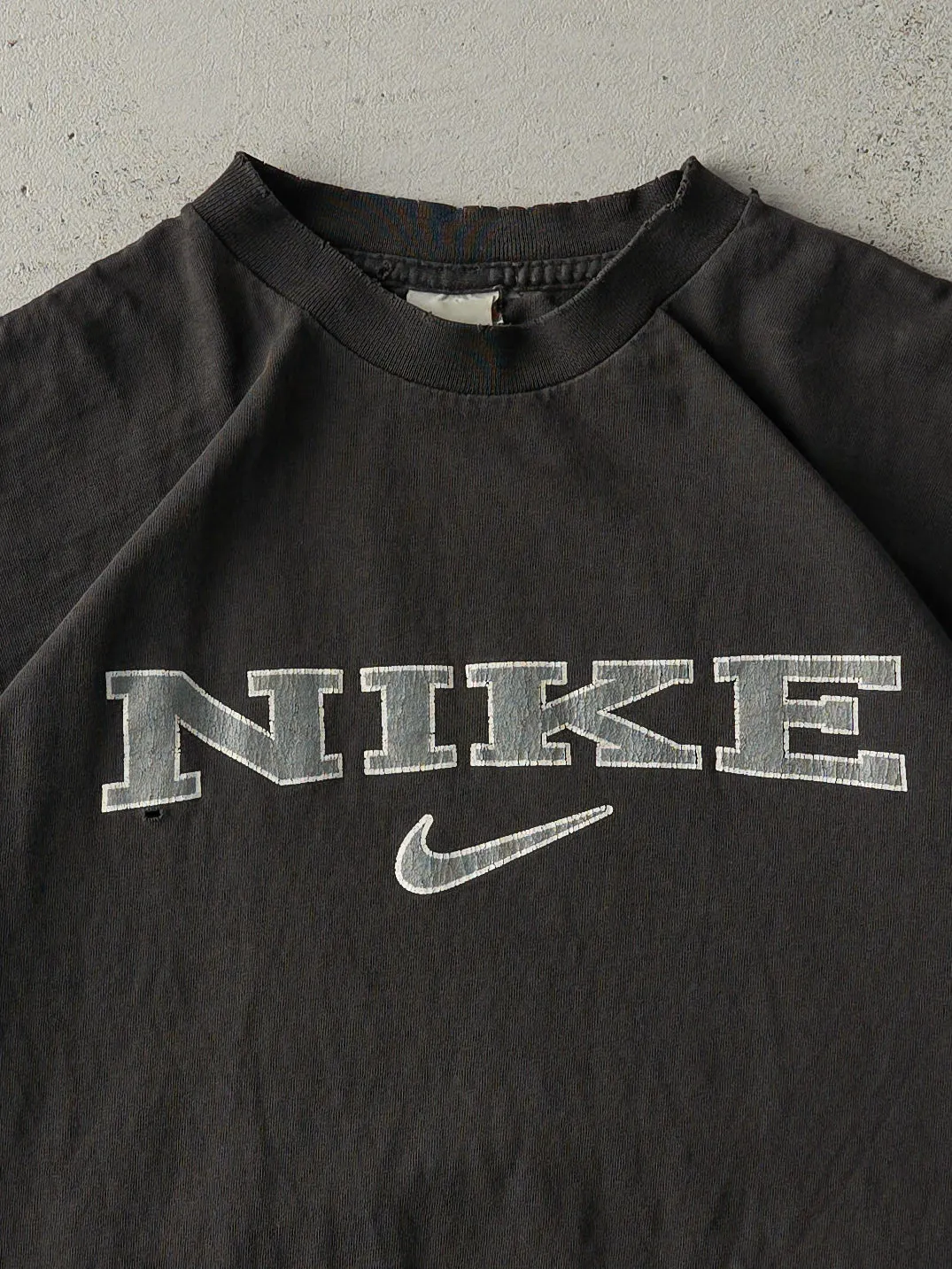 Vintage 90s Faded Black Nike Tee (S/M) sold by Rebalance Vintage product image thumbnail 2