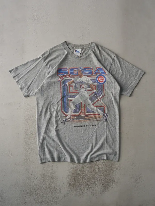 Vintage 98' Grey Sammy Sosa Baseball Long Single Stitch Tee (M/L) sold by Rebalance Vintage
