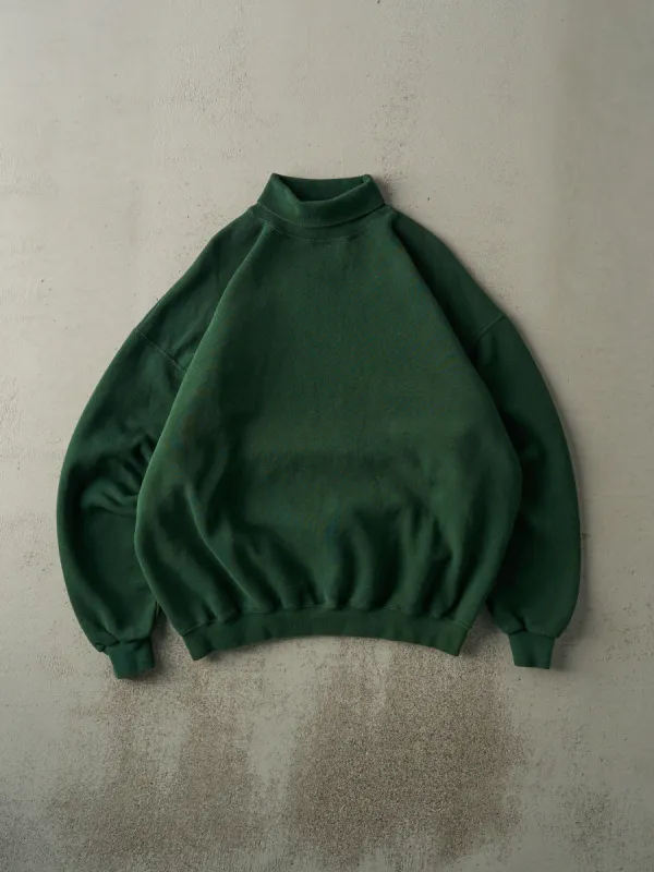 Vintage 90s Forest Green Blank Boxy Turtleneck Sweater (XL) sold by Rebalance Vintage