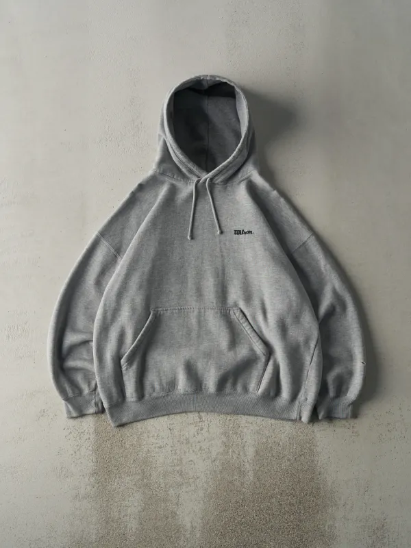 Vintage Y2K Grey Wilson Embroidered Logo Boxy Hoodie (XL) sold by Rebalance Vintage