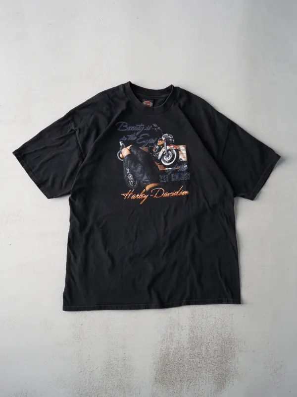 Vintage 01' Black North Carolina Harley Davidson Biker Tee (L) sold by Rebalance Vintage