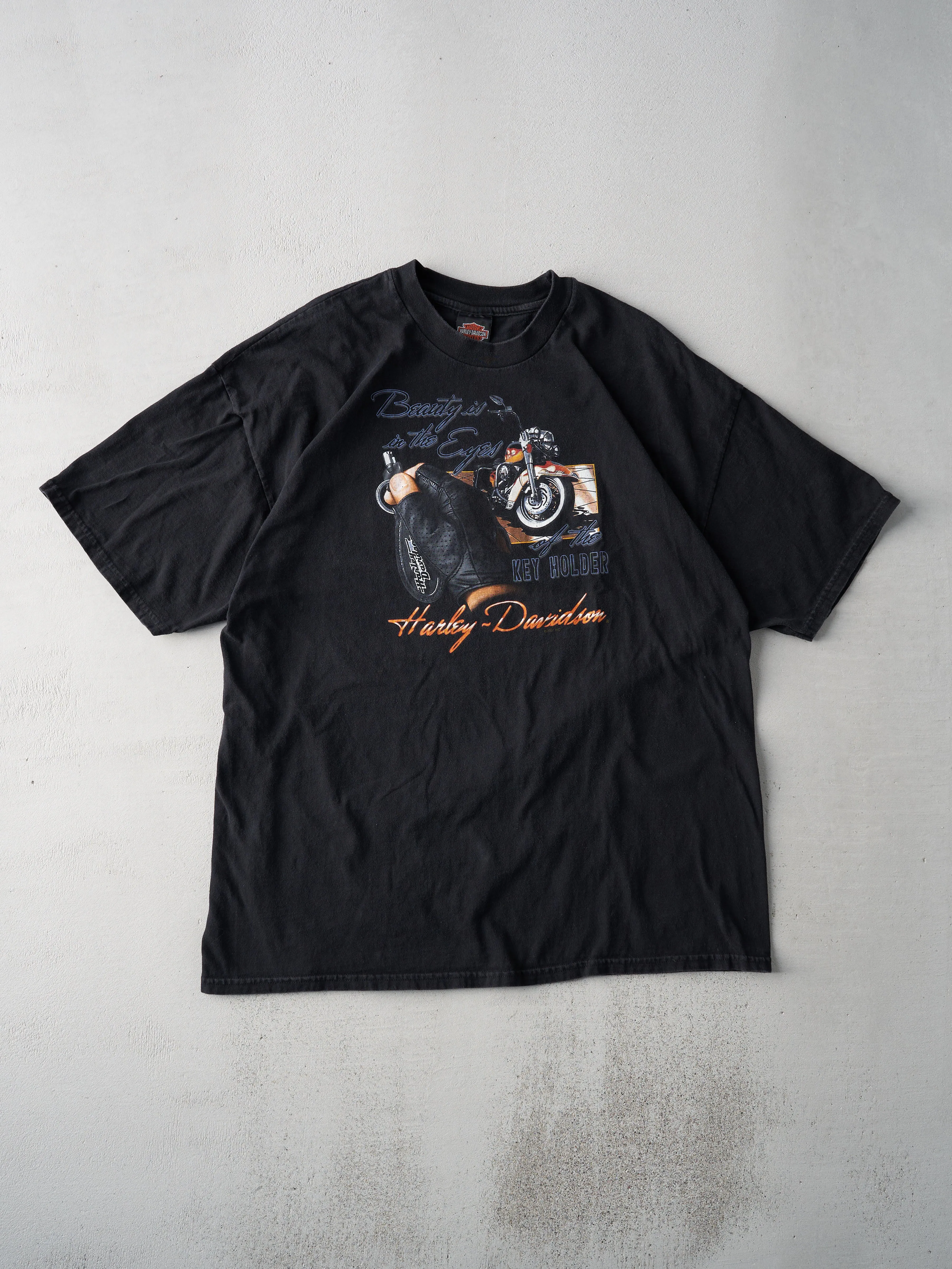 Vintage 01' Black North Carolina Harley Davidson Biker Tee (L) sold by Rebalance Vintage