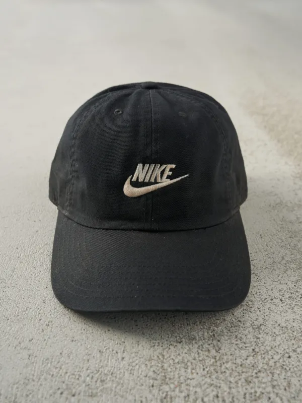 Vintage Y2K Black Embroidered Nike Strap Back Hat sold by Rebalance Vintage