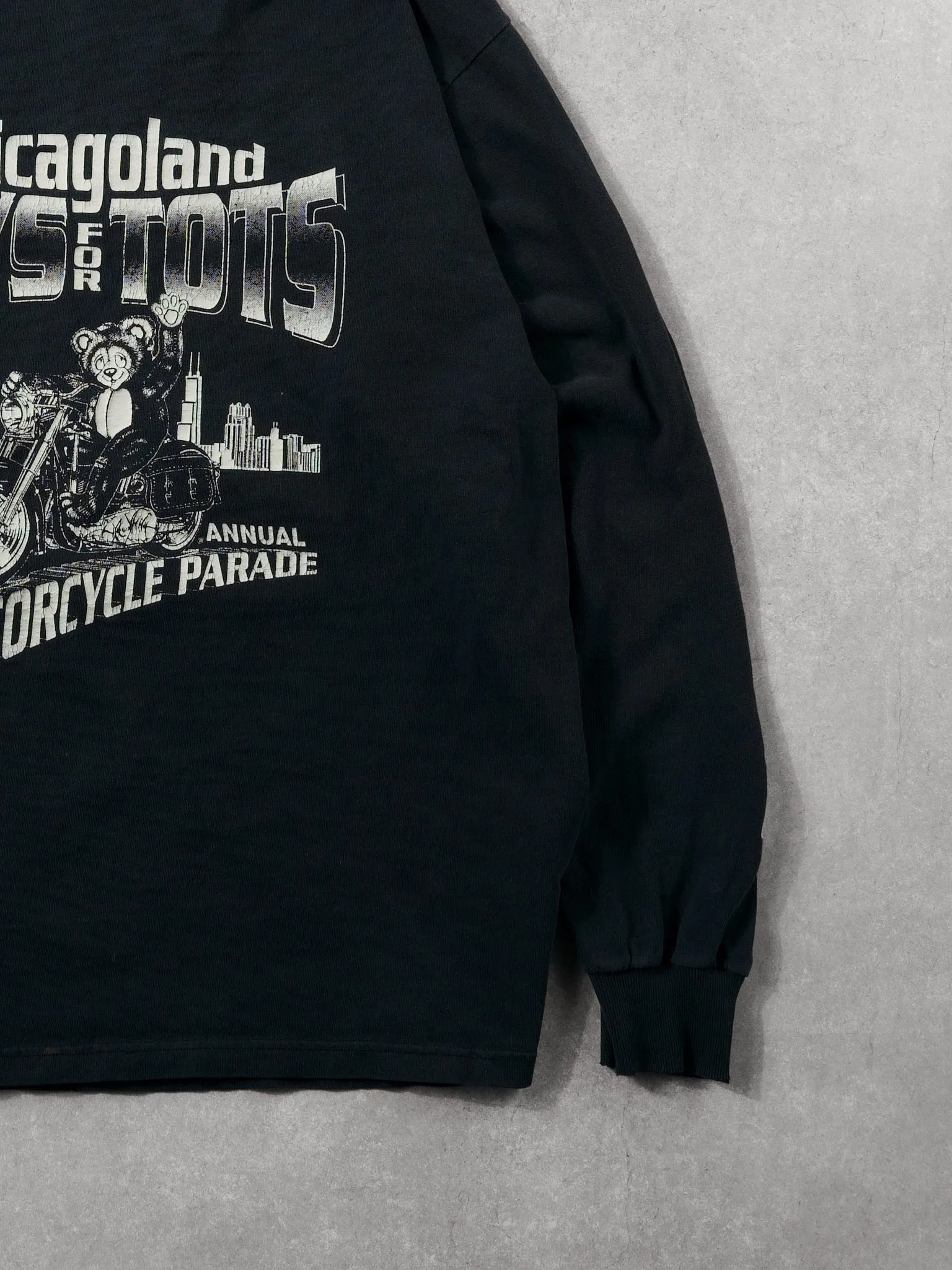 Vintage 90s Black Chicagoland Toys for Tots Motorcycle Parade Longsleeve (L) sold by Rebalance Vintage product image thumbnail 5