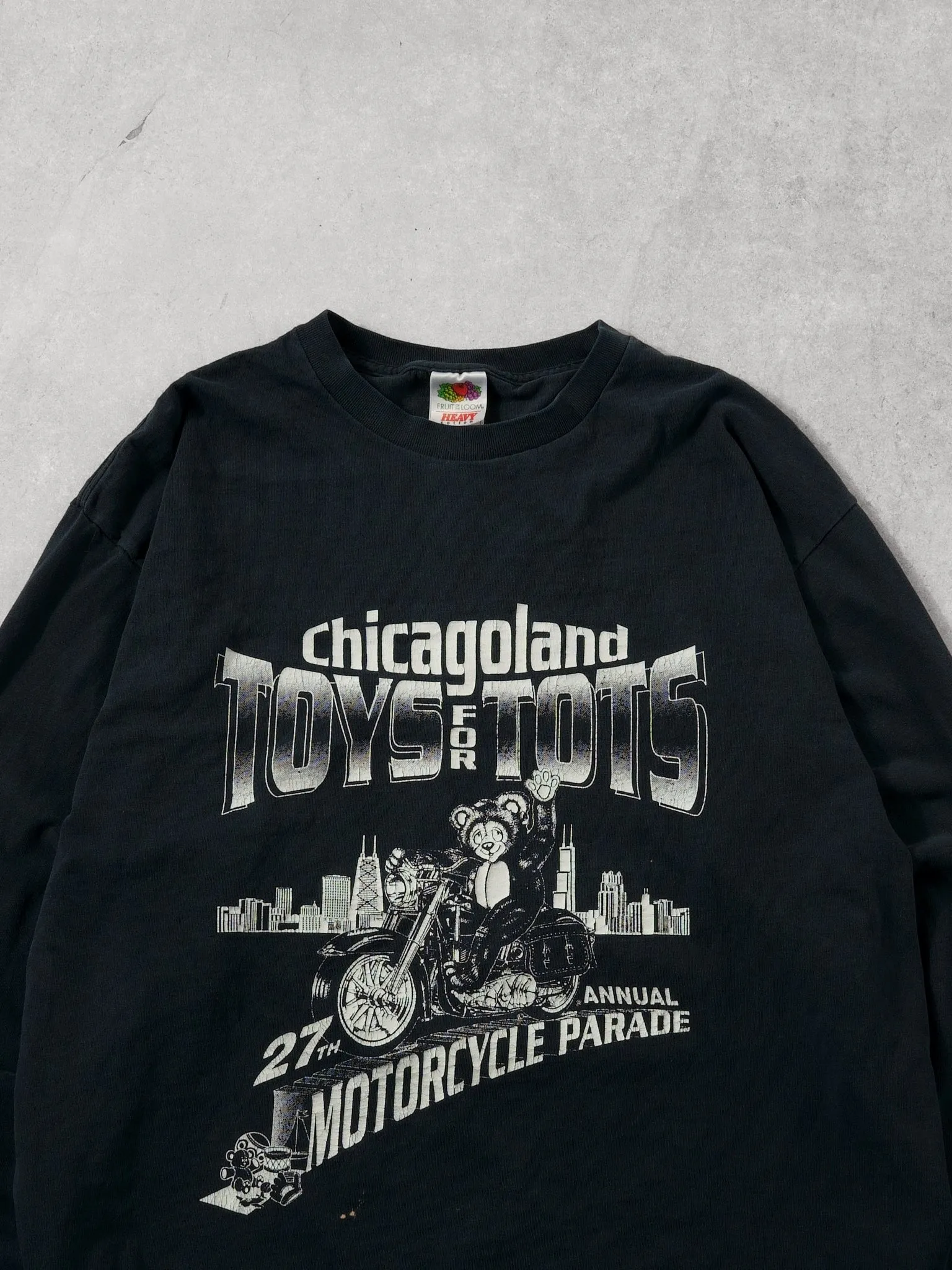 Vintage 90s Black Chicagoland Toys for Tots Motorcycle Parade Longsleeve (L) sold by Rebalance Vintage product image thumbnail 3