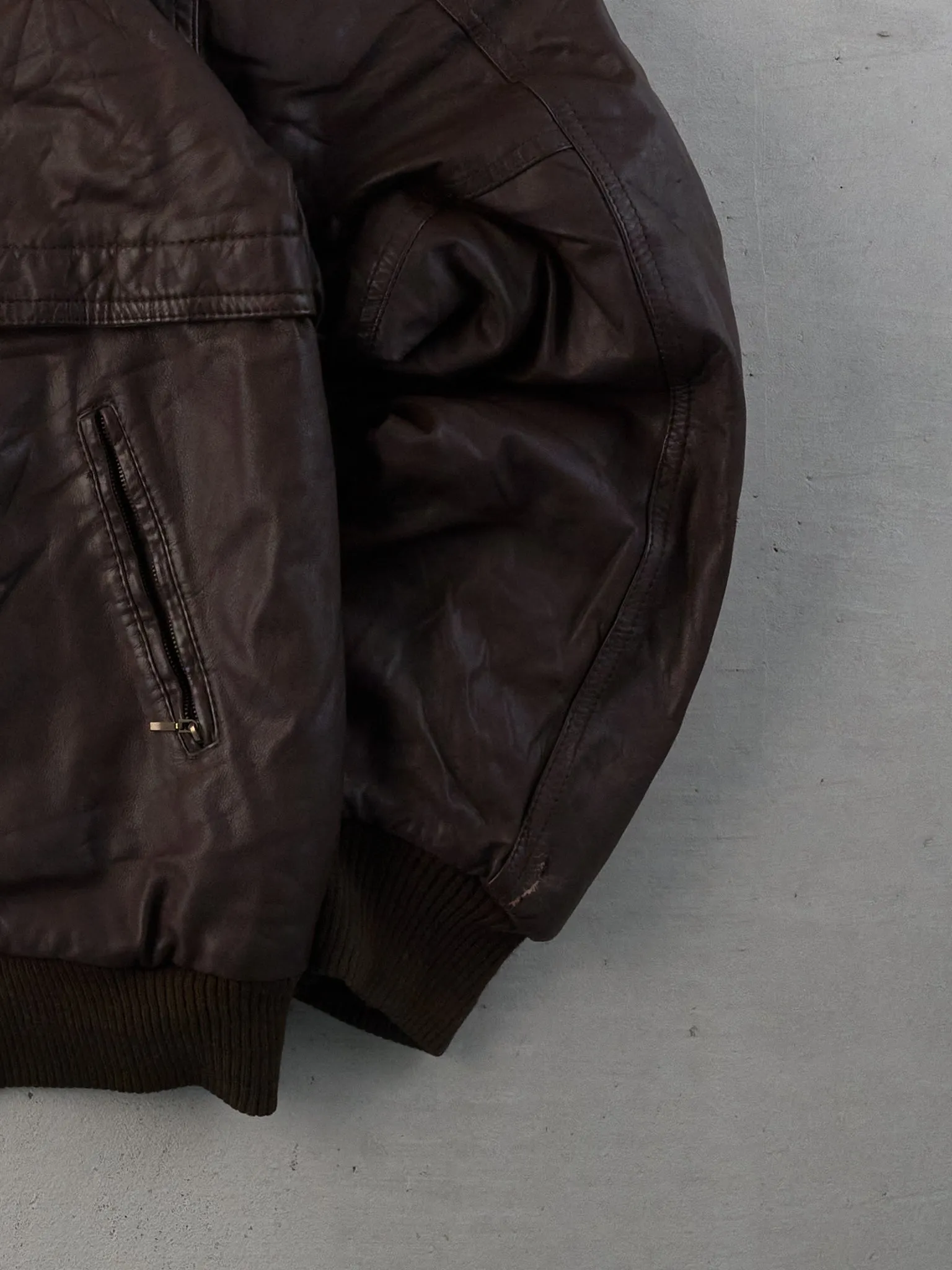 80‘s vintage leather Jacket シープレザー ブラウンS Vintage 80s Dark Brown Member Only Sherpa Collar Leather