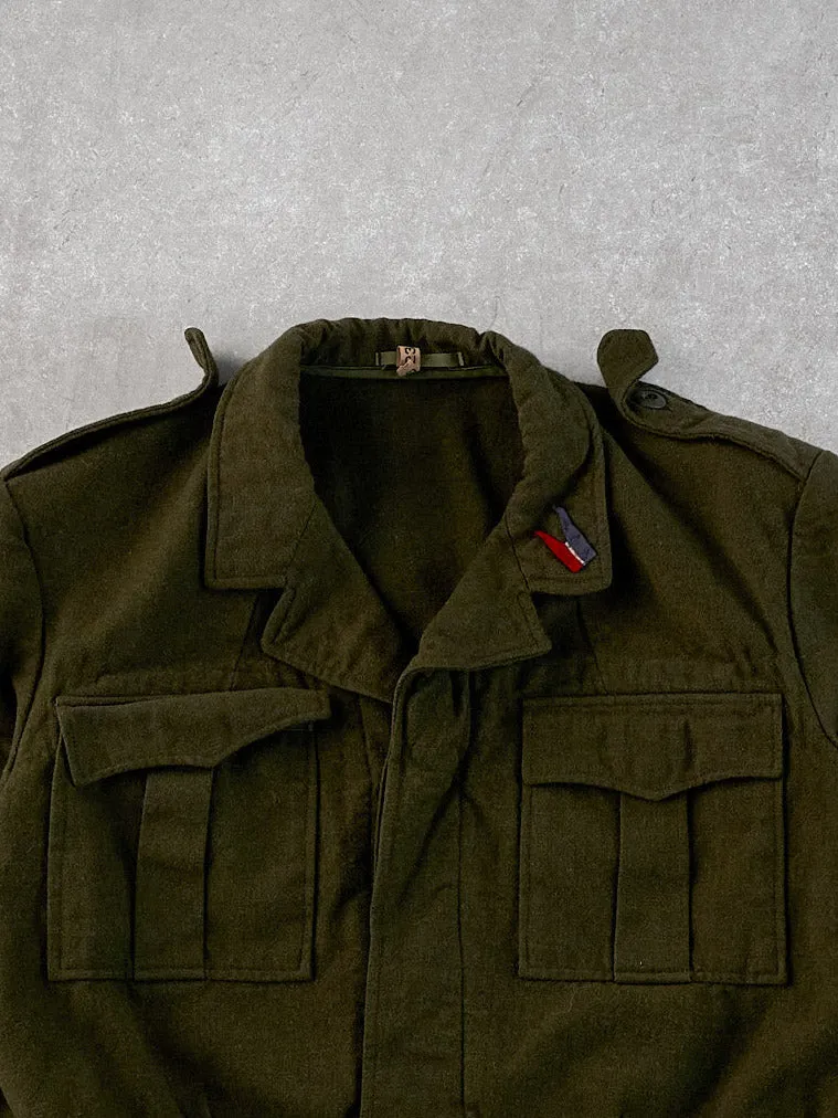 Vintage 90s Moss Green Army Knit Collared Utility Cropped Button Up (M) sold by Rebalance Vintage product image thumbnail 2