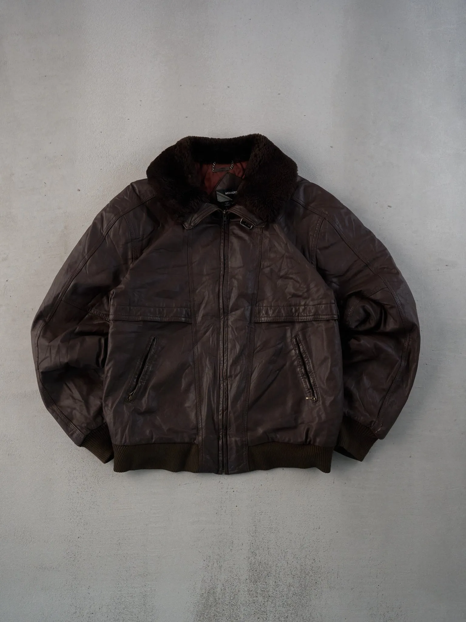 ジャケット・アウター 80s stand collar leather bomber jacket Vintage Woman Black Leather Bomber Jacket With Painted