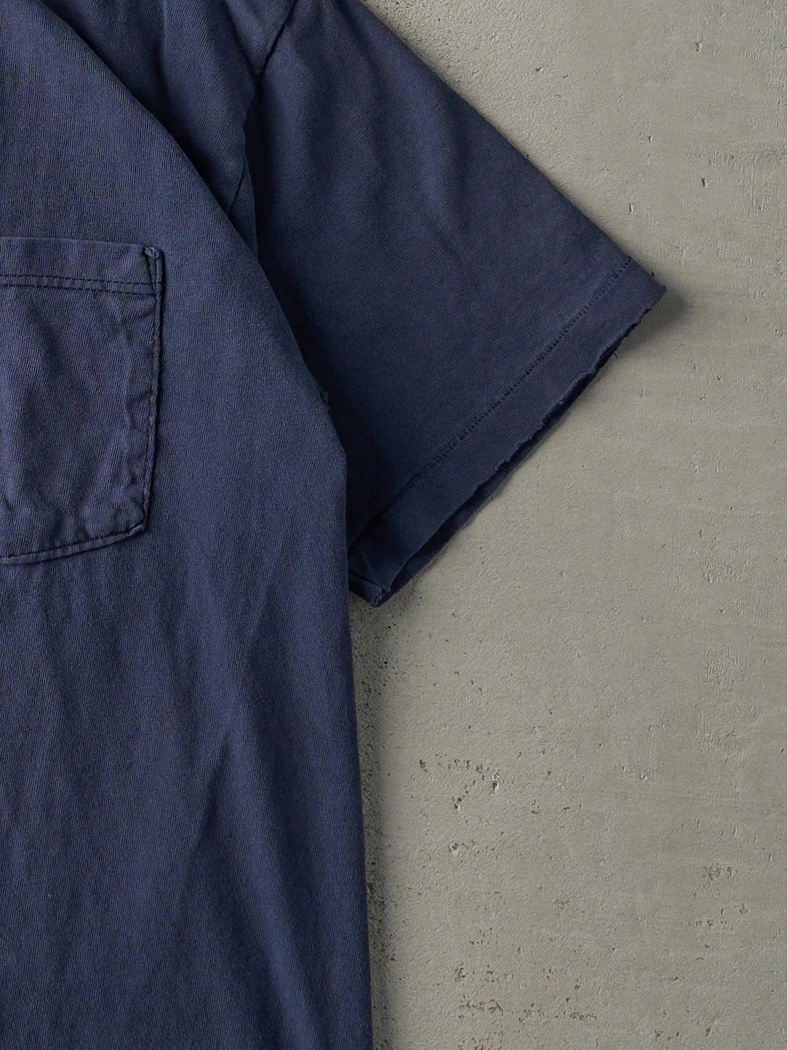 Vintage 90s Navy Blue Blank Single Stitch Pocket Tee (M) sold by Rebalance Vintage product image thumbnail 3