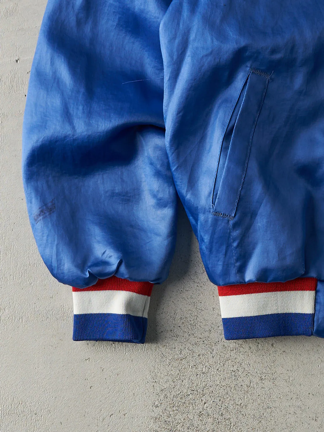 Vintage 80s Blue Chicago Cubs Satin Bomber Jacket (S) sold by Rebalance Vintage product image thumbnail 3