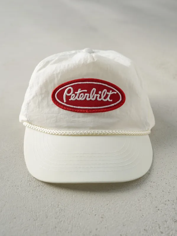 Vintage 70s White Peterbilt Zip Back Hat sold by Rebalance Vintage