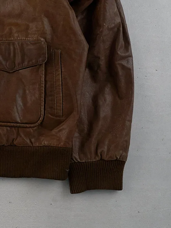 Vintage 90s Brown Adventure Bound Collared Leather Jacket (XL) sold by Rebalance Vintage product image thumbnail 3
