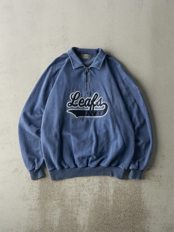 Vintage 90s Blue Toronto Maple Leafs Quarter Zip Sweatshirt (L/XL) sold by Rebalance Vintage