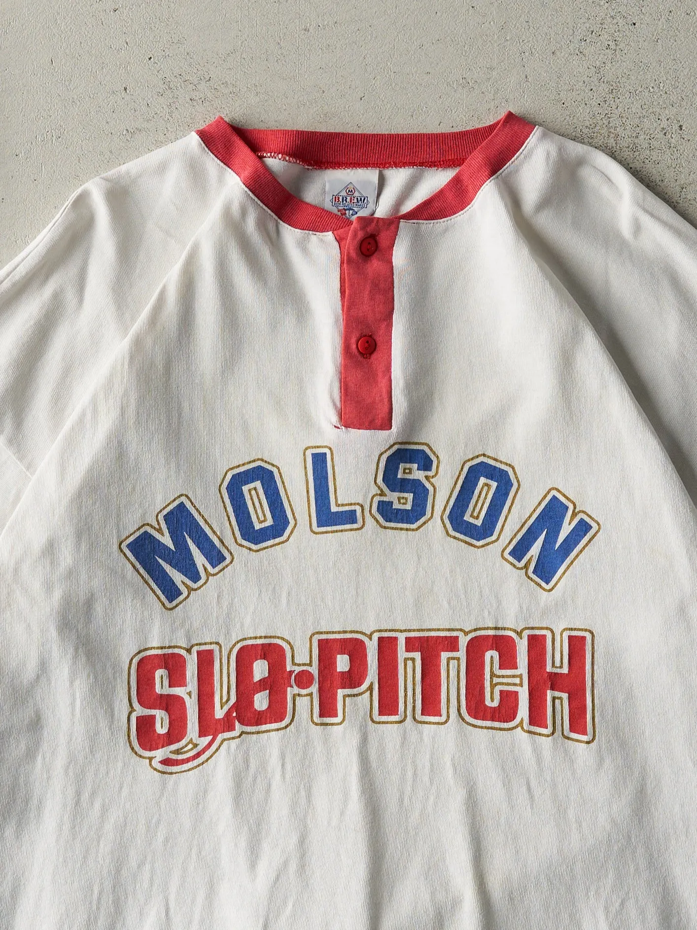 Vintage 94' White Molson Slo-Pitch National Qualifier Quarter Button Tee (M/L) sold by Rebalance Vintage product image thumbnail 2