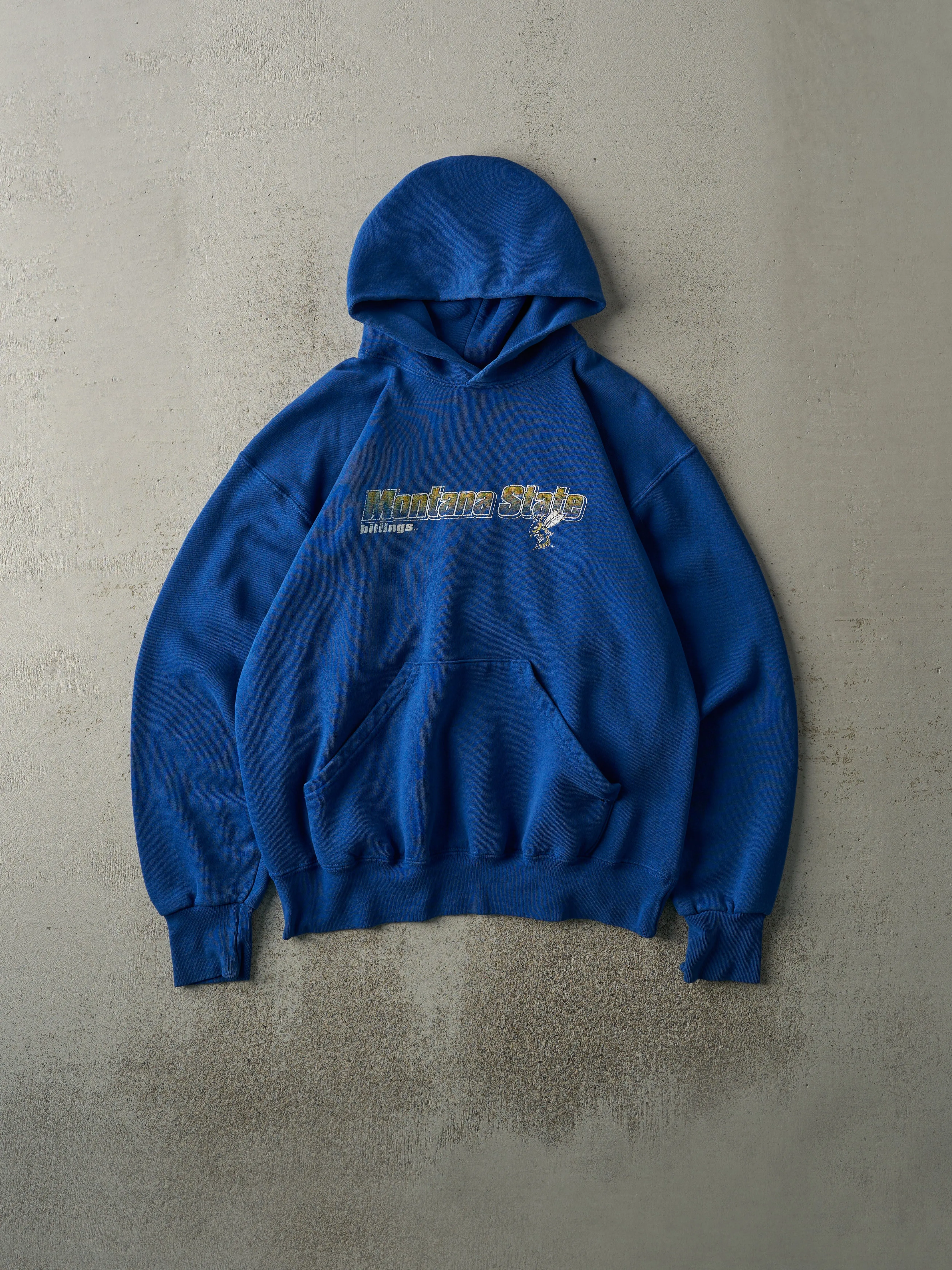 Vintage 90s Blue Montana State Billings Hoodie (M) sold by Rebalance Vintage
