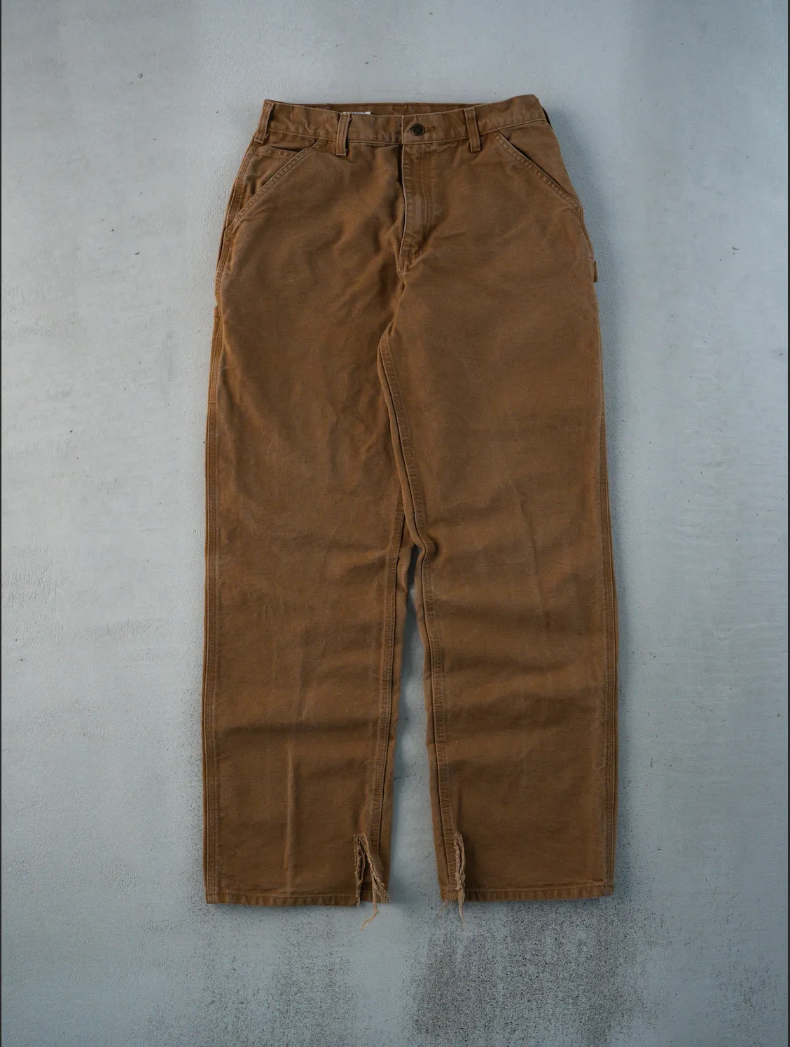 Vintage 90s Camel Carhartt Ripped Dungaree Carpenter Pants (30 x 32) sold by Rebalance Vintage