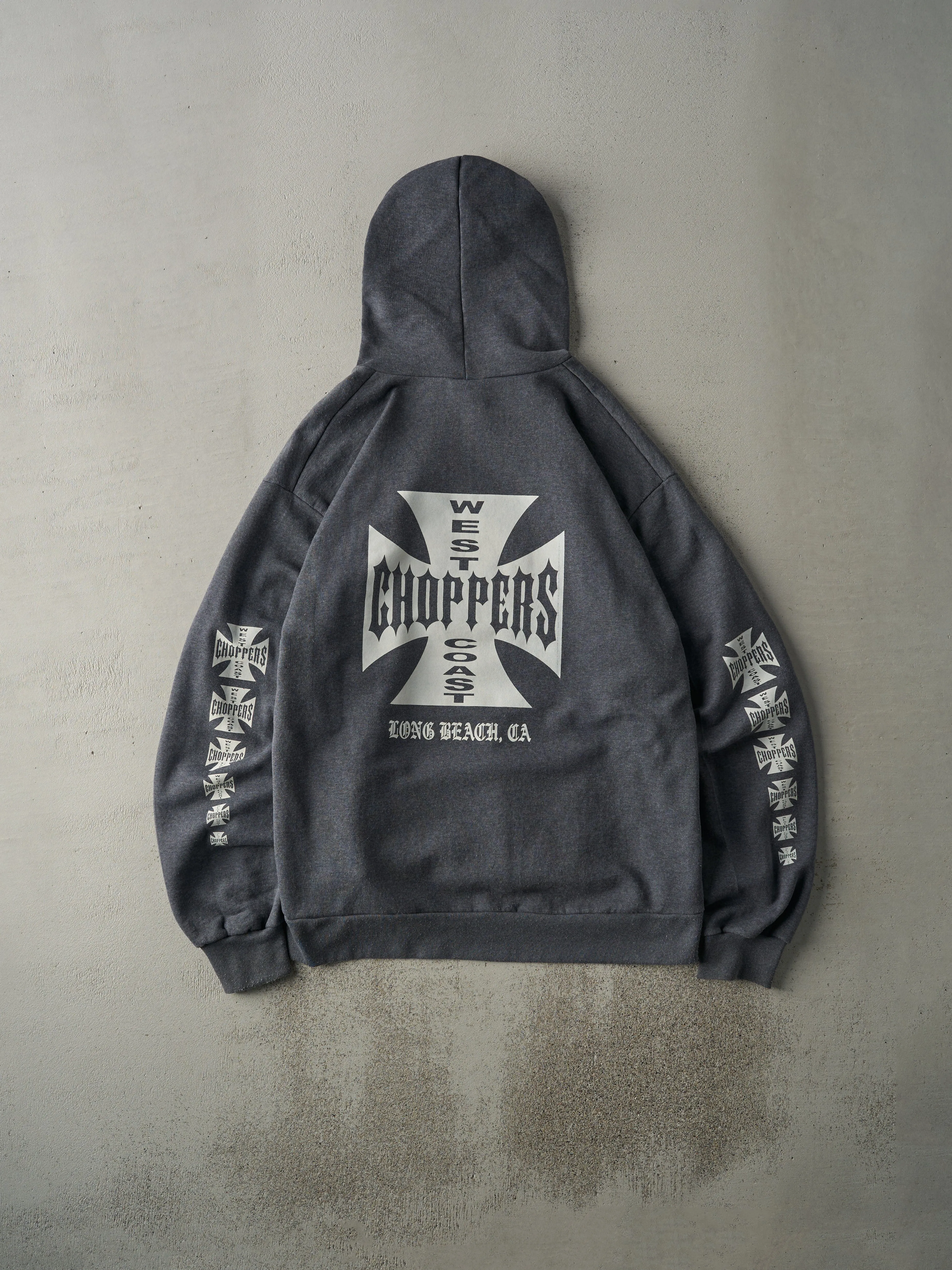 Vintage 90s Charcoal Grey West Coast Choppers Hoodie (L) sold by Rebalance Vintage product image thumbnail 3