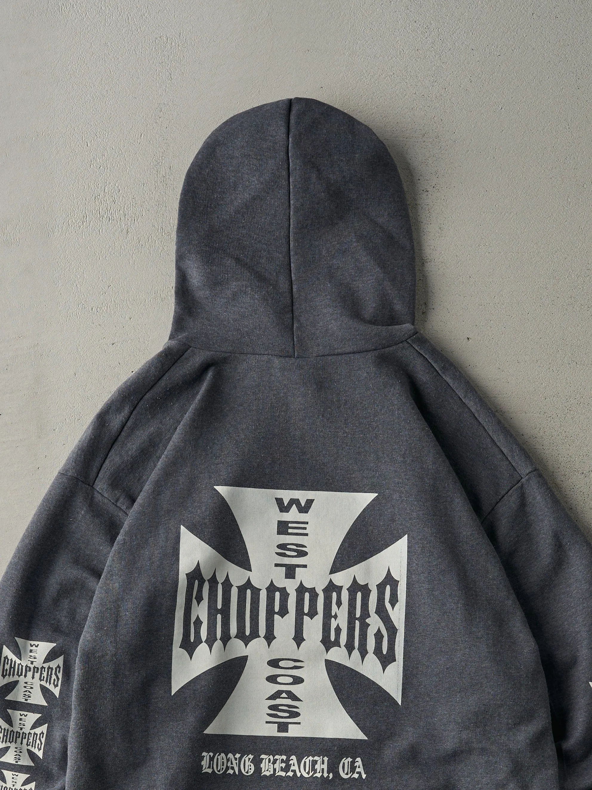 Vintage 90s Charcoal Grey West Coast Choppers Hoodie (L) sold by Rebalance Vintage product image thumbnail 5