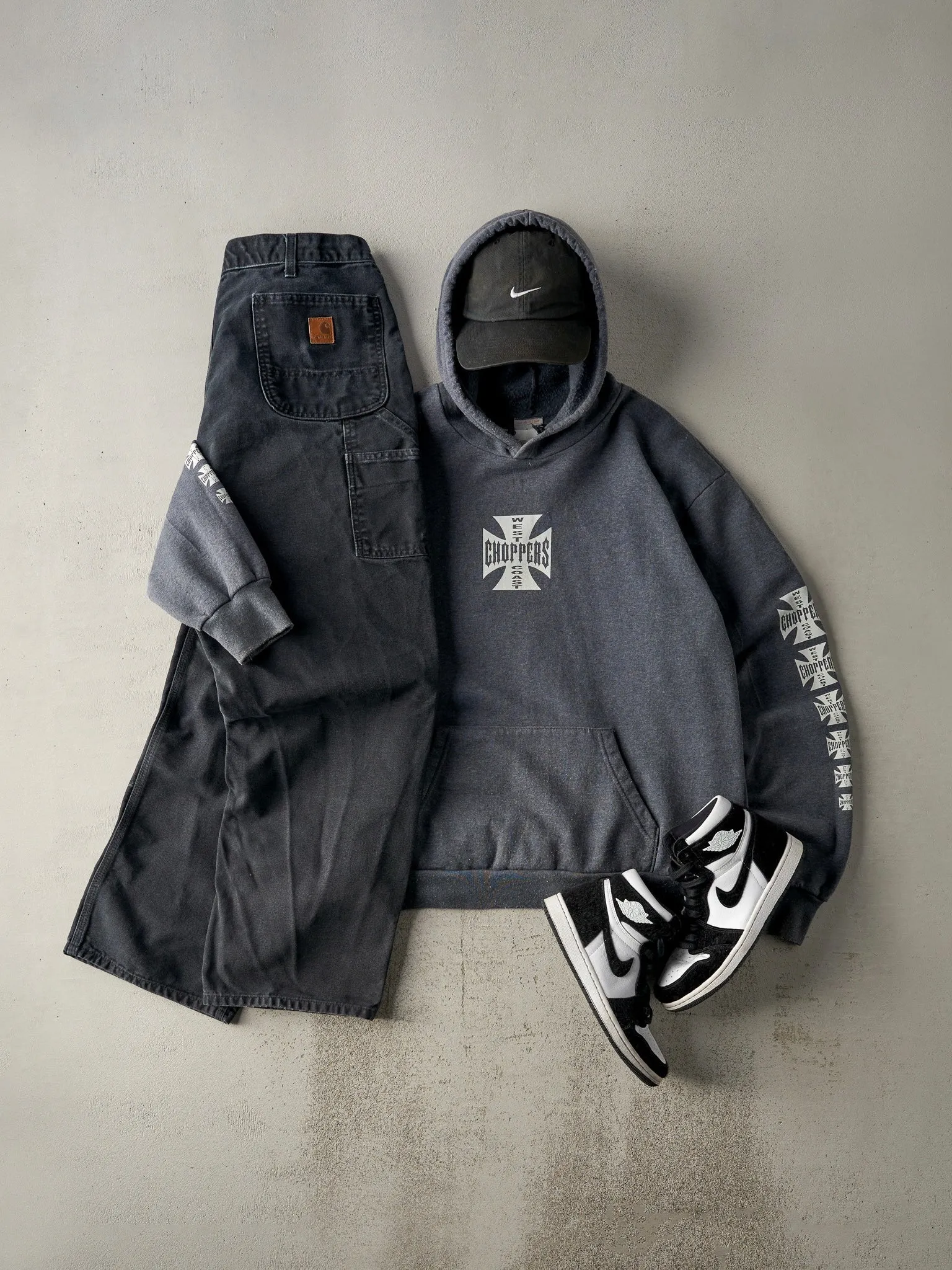 Vintage 90s Charcoal Grey West Coast Choppers Hoodie (L) sold by Rebalance Vintage product image thumbnail 2