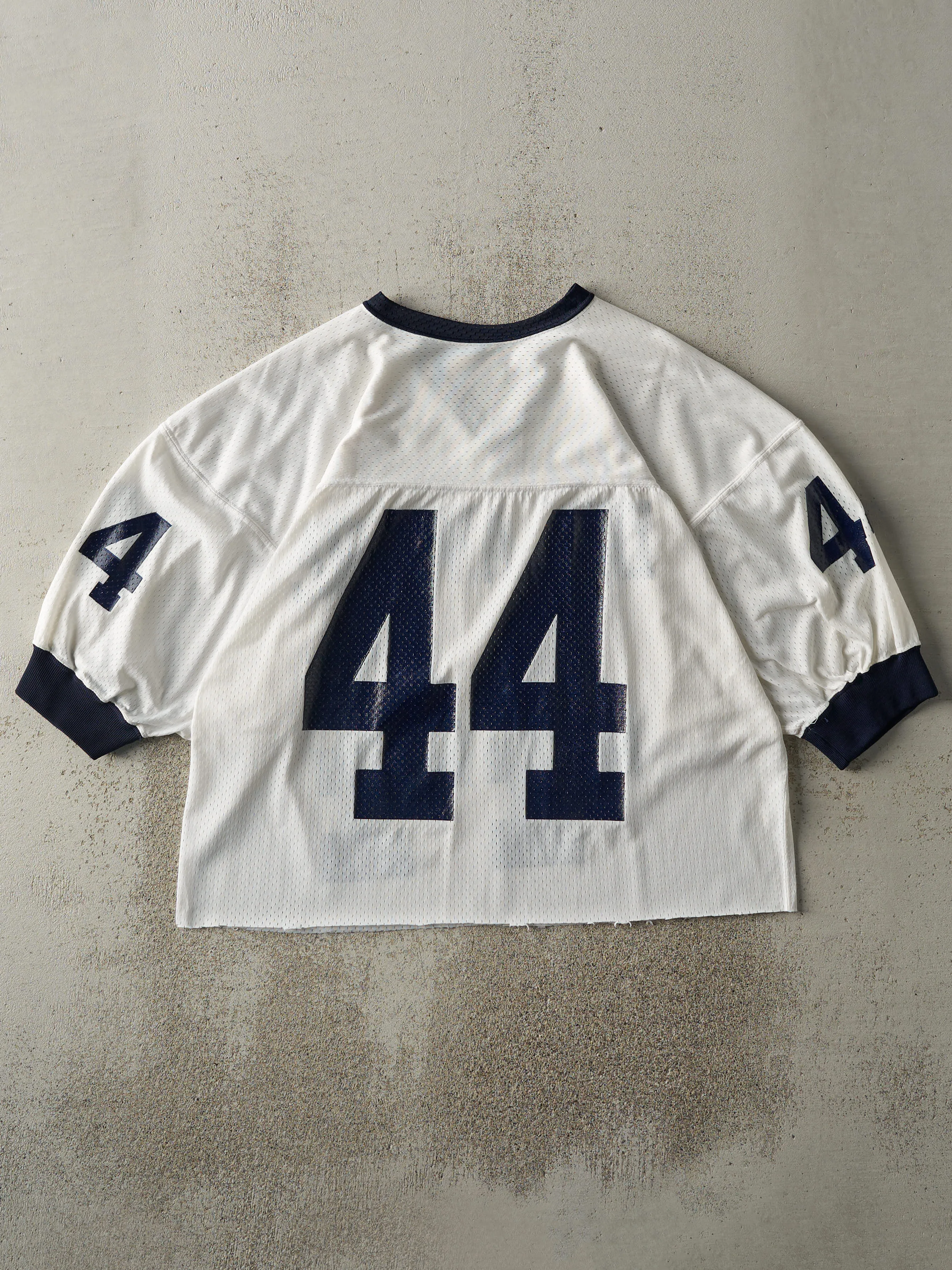 Vintage 90s White & Navy Delaware Cropped Jersey (M) sold by Rebalance Vintage product image thumbnail 3