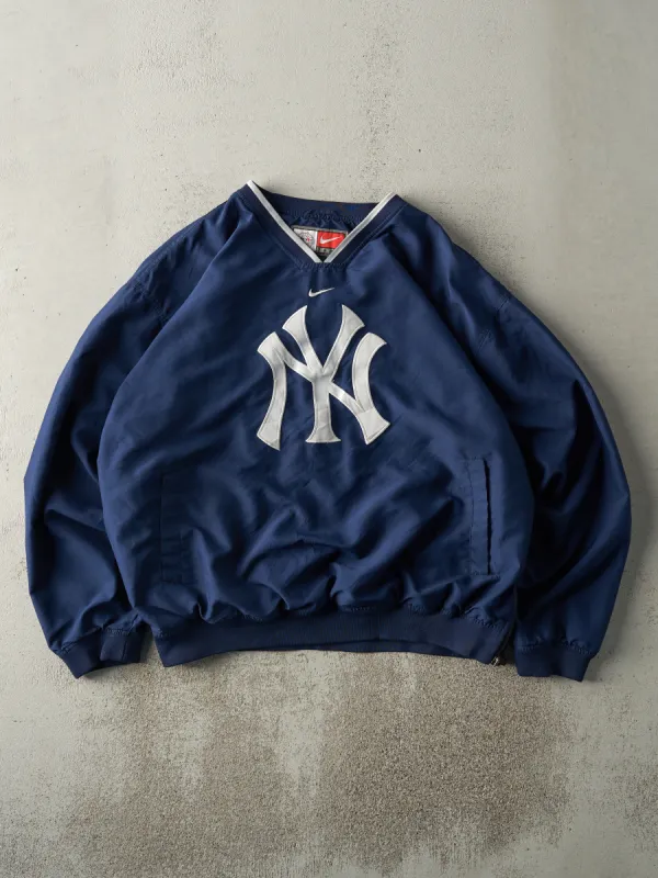 Vintage 90s Navy Blue Nike Swoosh New York Yankees Pullover Coaches Jacket (L/XL) sold by Rebalance Vintage