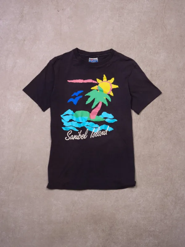 Vintage 90s Washed Grey Sanibel Island Flordia Graphic Tee (XS) sold by Rebalance Vintage