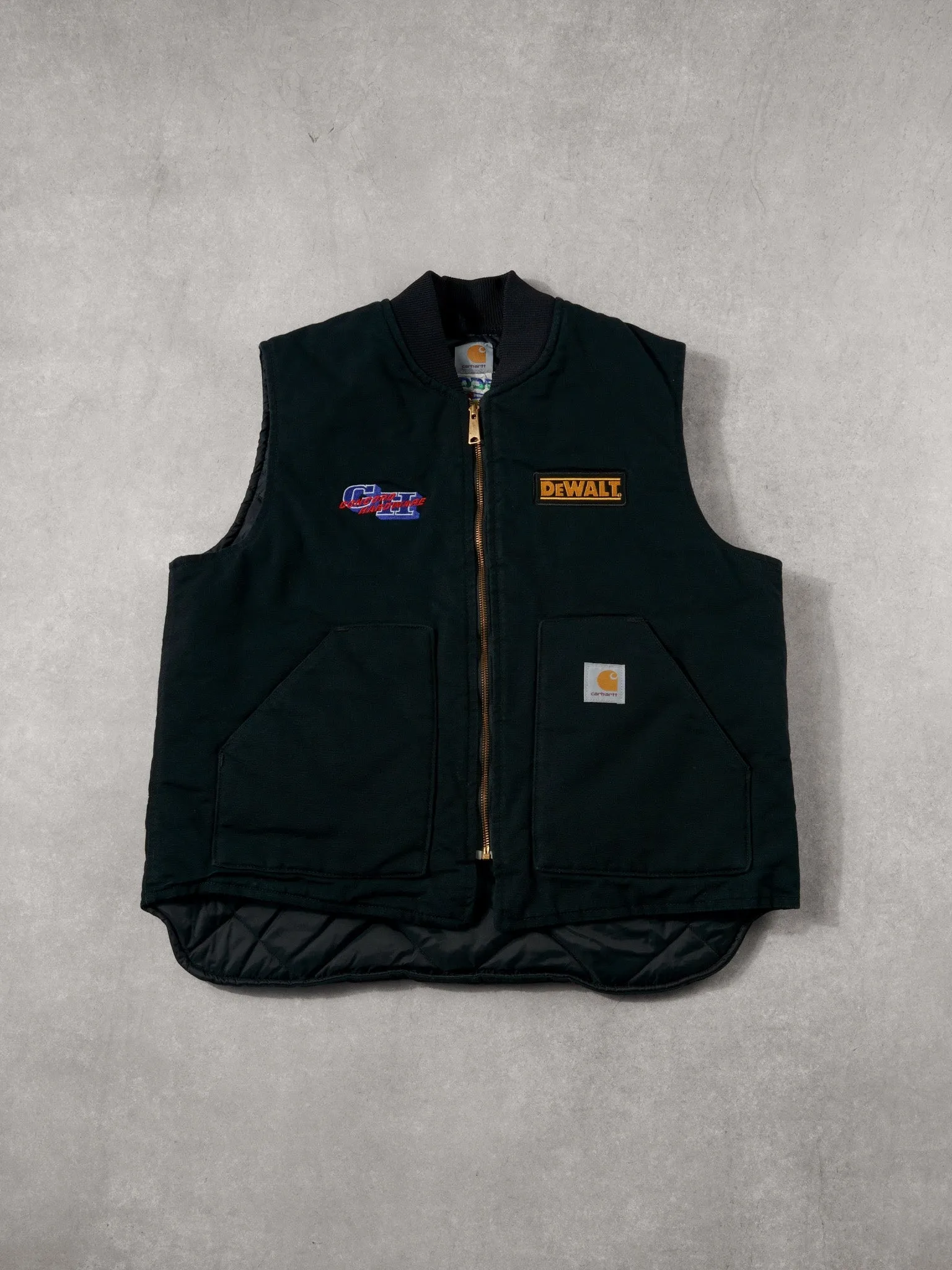 Vintage 90s Black Carhartt Dewalt x Concord Hardware Workwear Vest (L) sold by Rebalance Vintage