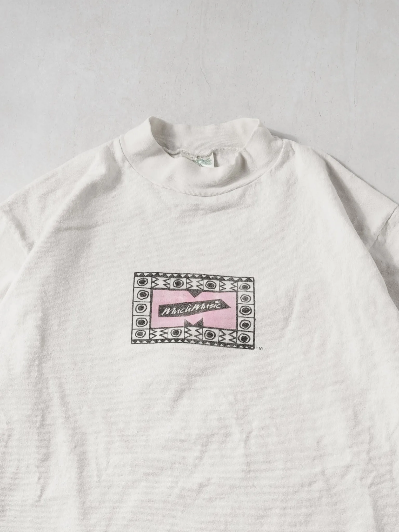 Vintage 90s RARE White and Pink Much Music Mockneck (L) sold by Rebalance Vintage product image thumbnail 3