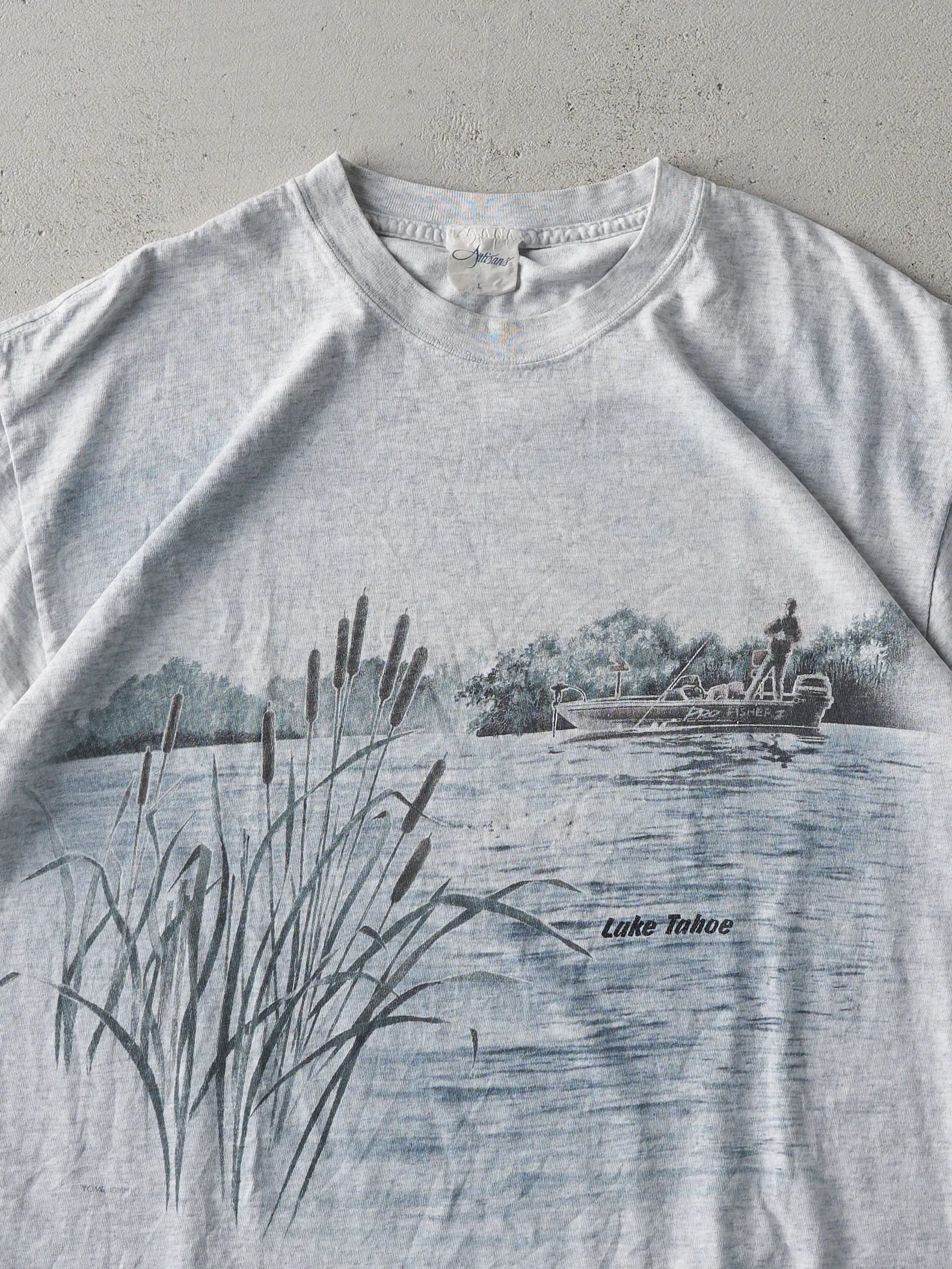 Vintage 90s Light Grey Lake Tahoe Nature Tee (M) sold by Rebalance Vintage product image thumbnail 3
