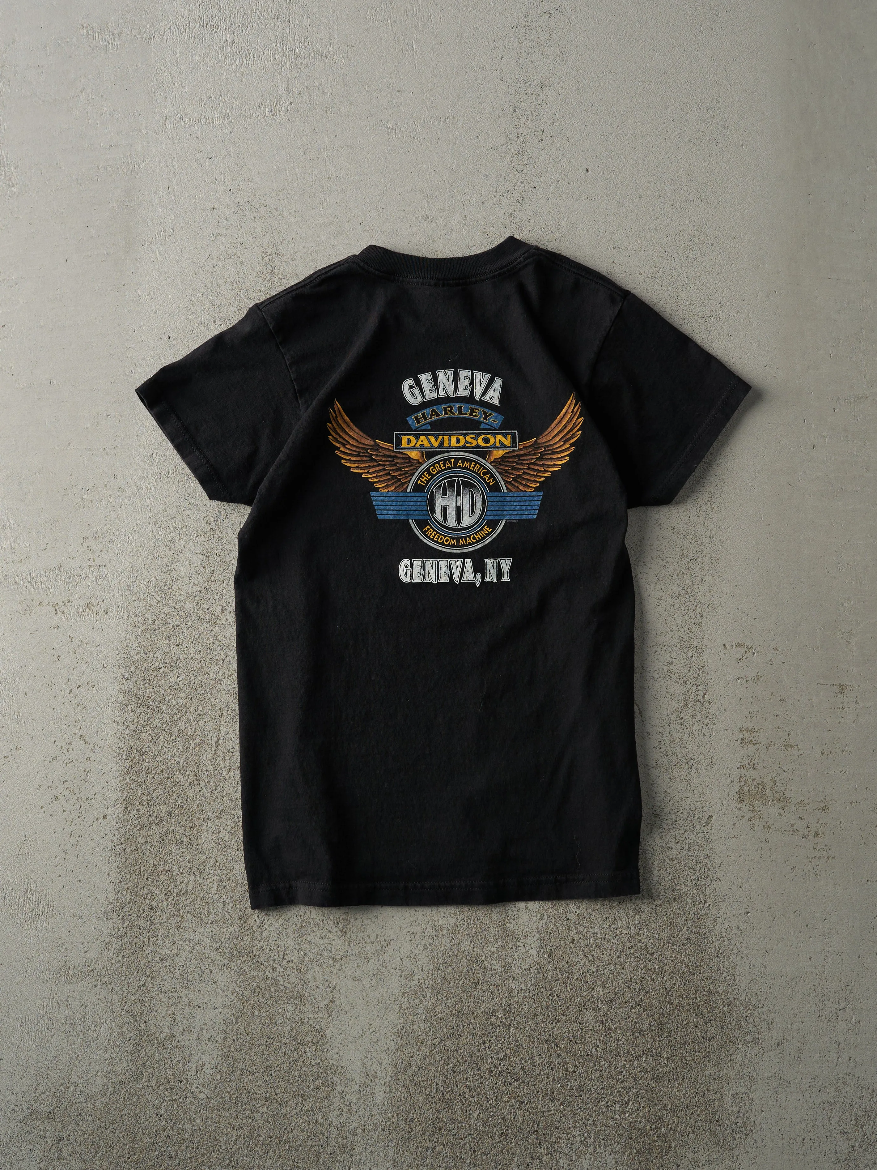 Vintage 95' Black Geneva New York Harley Davidson Tee (XS) sold by Rebalance Vintage product image thumbnail 2