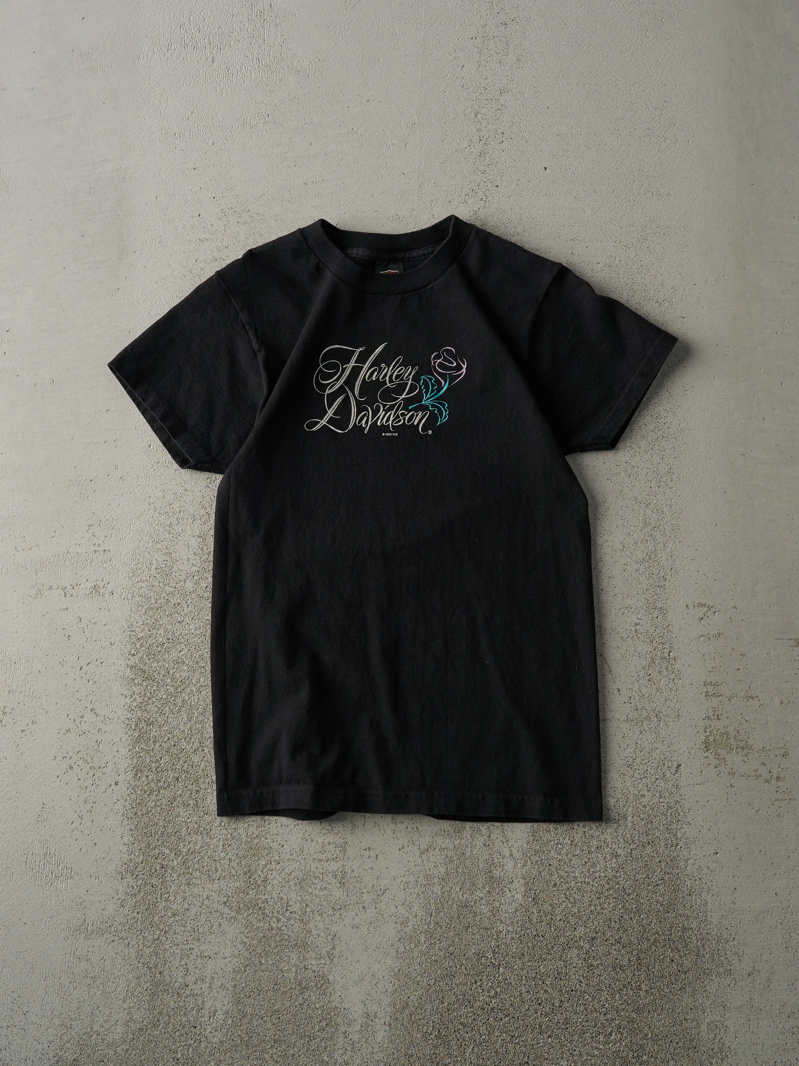 Vintage 95' Black Geneva New York Harley Davidson Tee (XS) sold by Rebalance Vintage