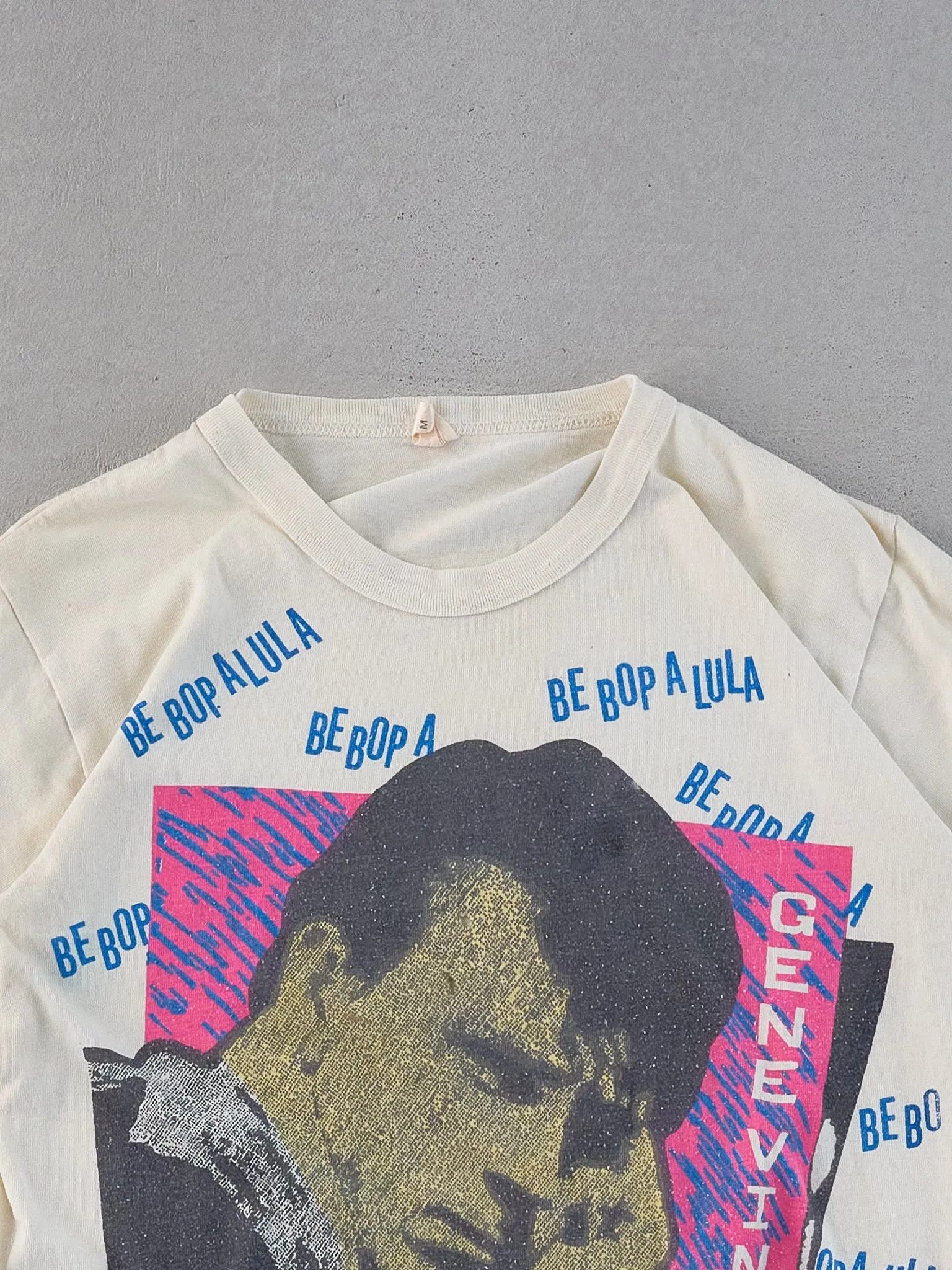 Vintage 80s Cream Single Stitched Gene Vincent Graphic Tee (XS) sold by Rebalance Vintage product image thumbnail 2