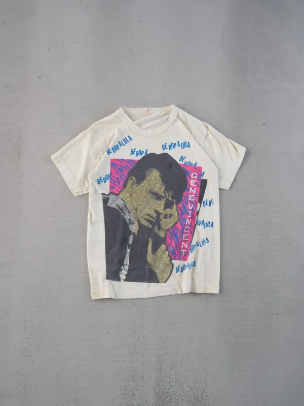 Vintage 80s Cream Single Stitched Gene Vincent Graphic Tee (XS) sold by Rebalance Vintage