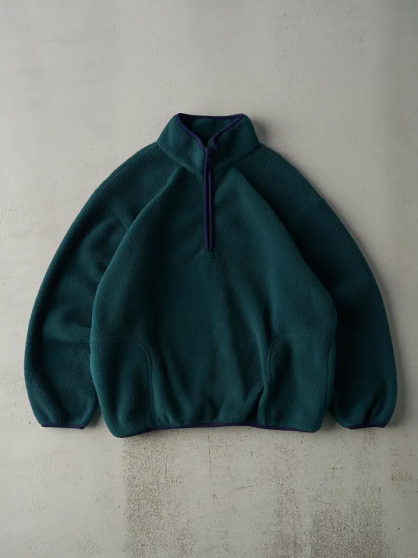 Vintage 90s Forest Green Blank Quarter Zip Fleece Sweater (L/XL) sold by Rebalance Vintage