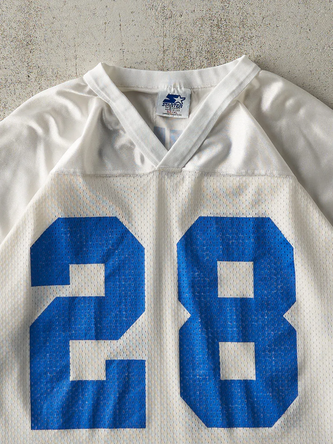 Vintage 95' White & Blue Indianapolis Colts #28 Marshall Faulk Cropped Jersey (M/L) sold by Rebalance Vintage product image thumbnail 3