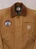 Vintage Camel Clark Construction Carhartt lined Detroit Jacket (M) sold by Rebalance Vintage