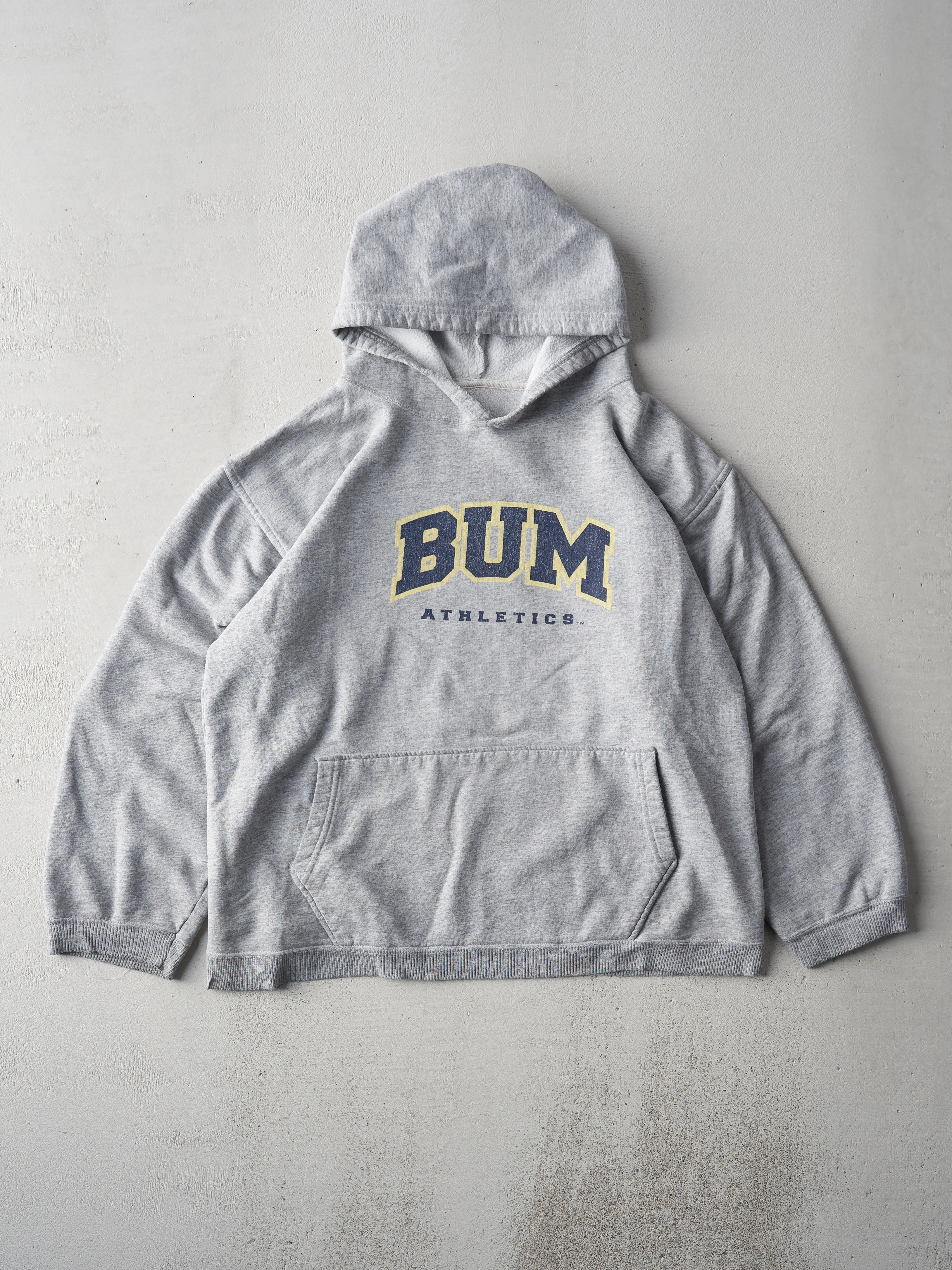 Vintage 90s Grey BUM Athletics Boxy Hoodie (L) sold by Rebalance Vintage
