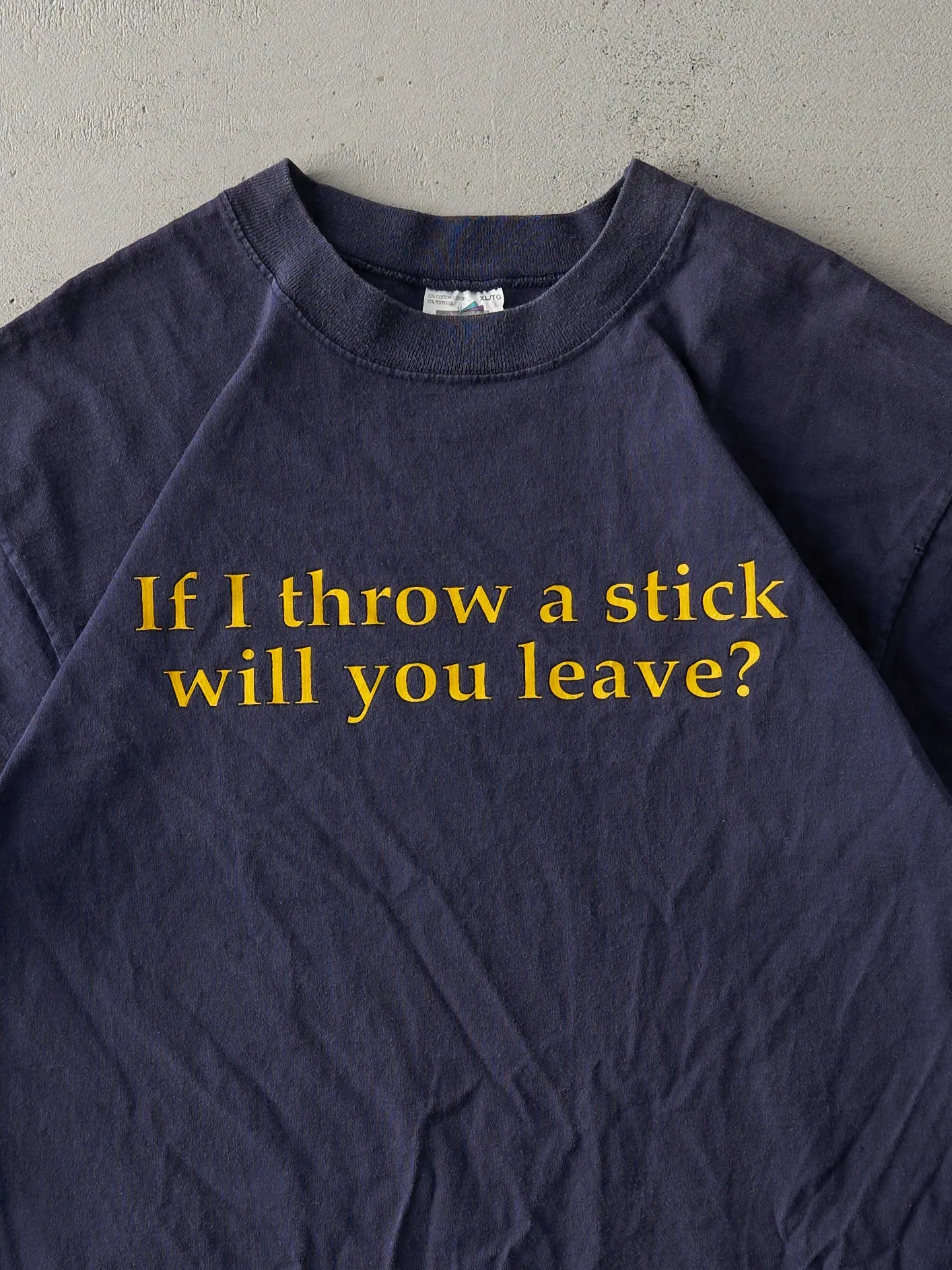 Vintage 90s Navy Blue "If I Throw A Stick" Tee (M) sold by Rebalance Vintage product image thumbnail 2